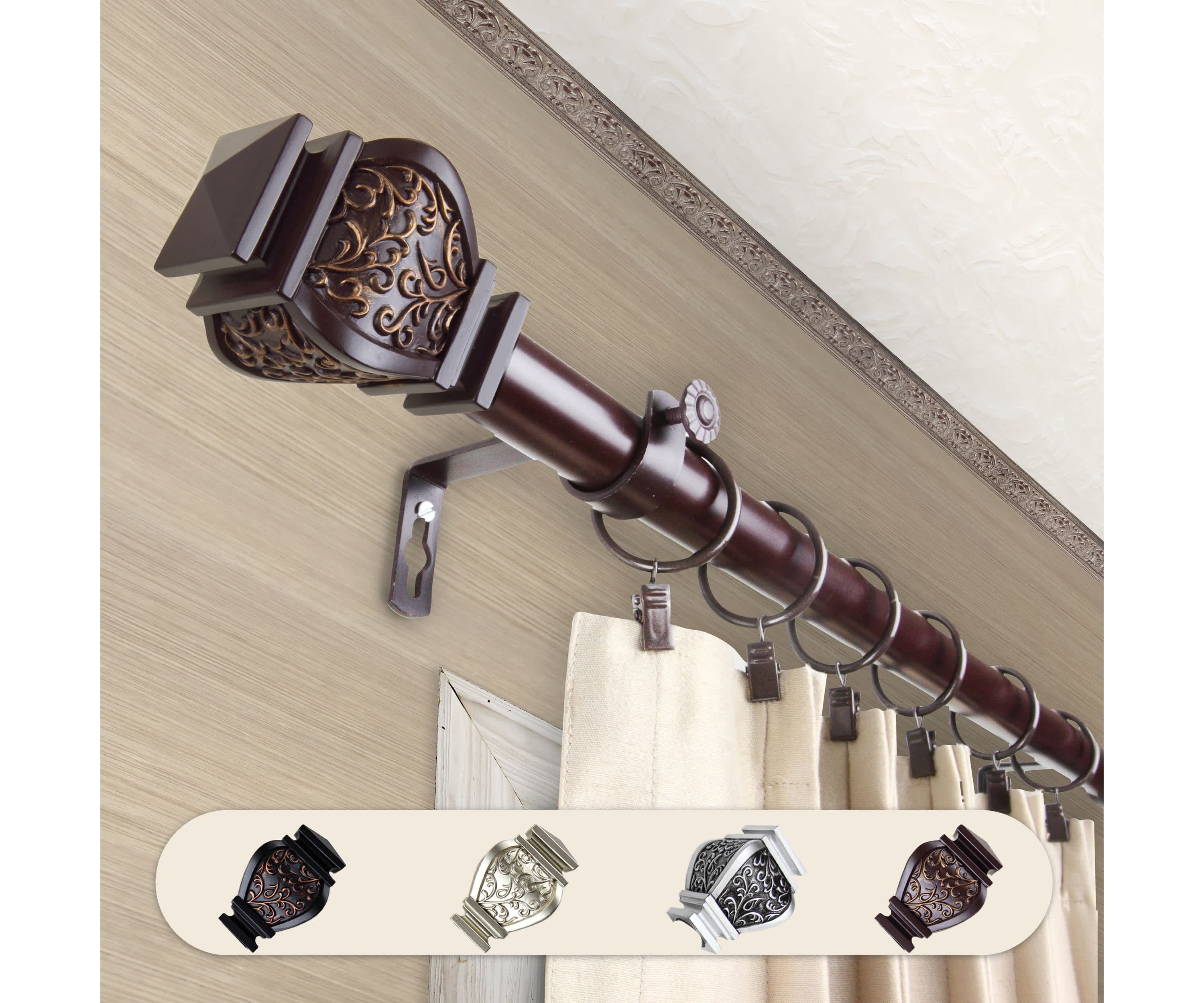 Margot Mahogany Curtain Rod 