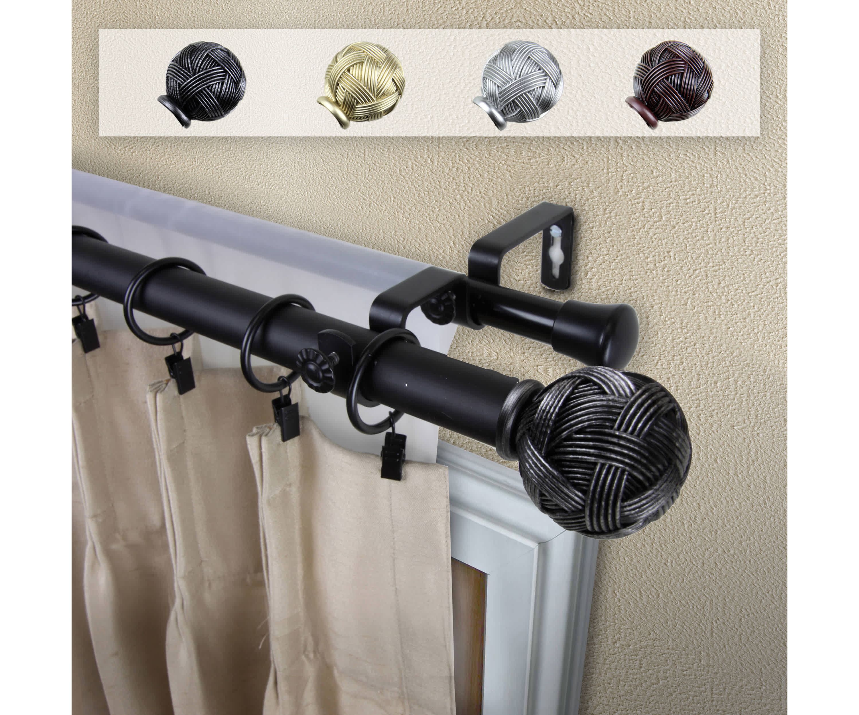 Twine Adjustable Double Curtain Rod