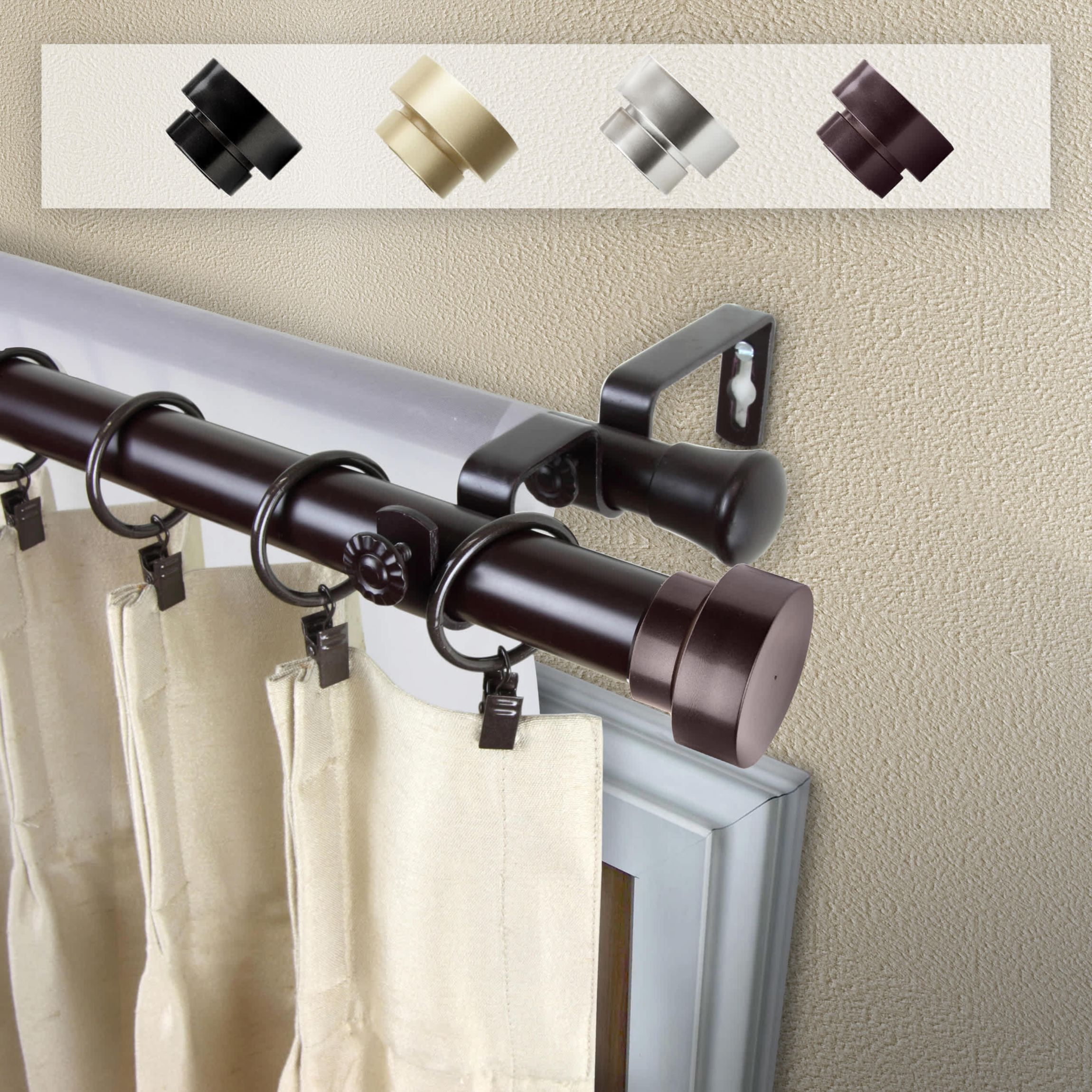 1" Bonnet Double Curtain Rod