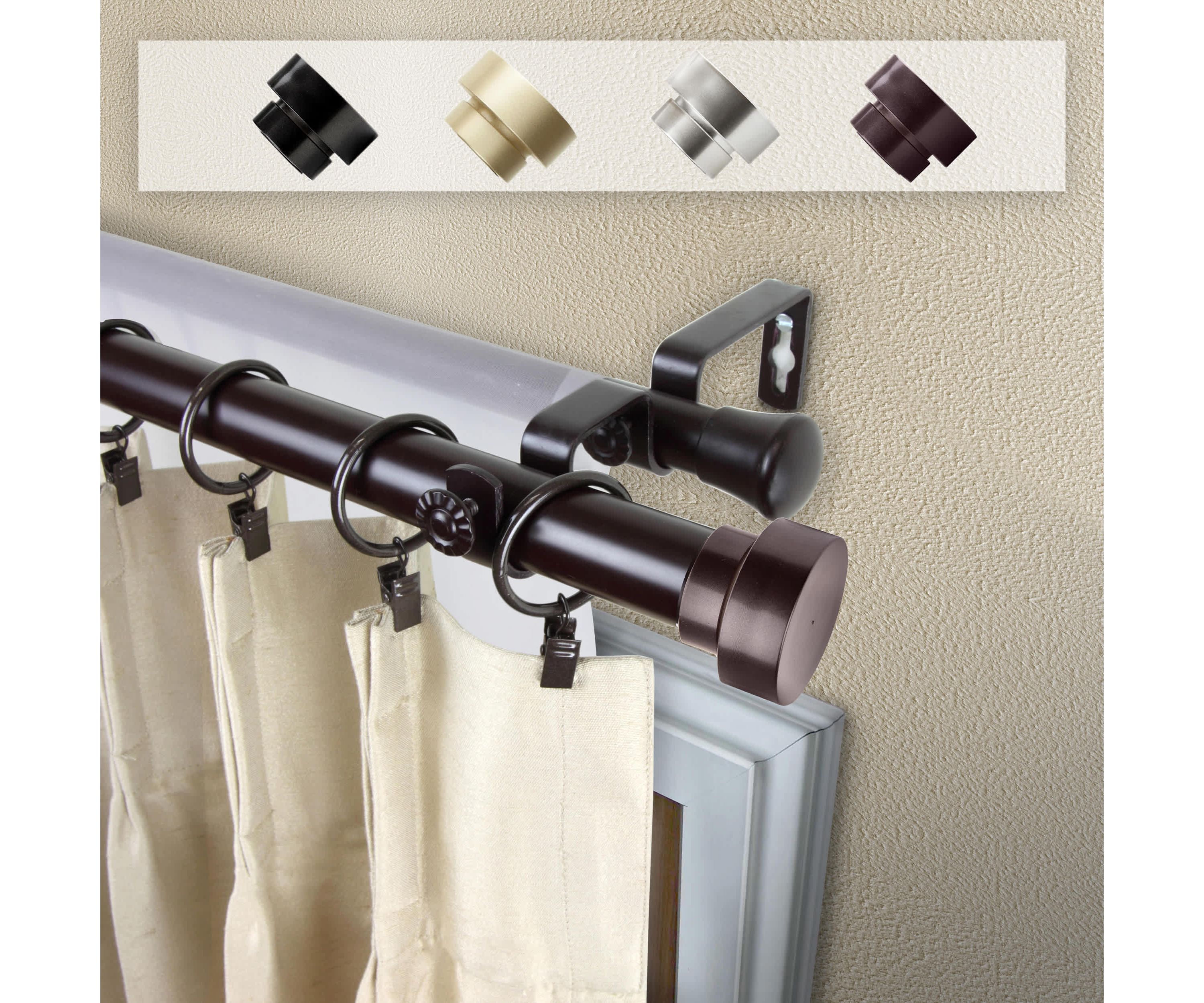 1" Bonnet Double Curtain Rod