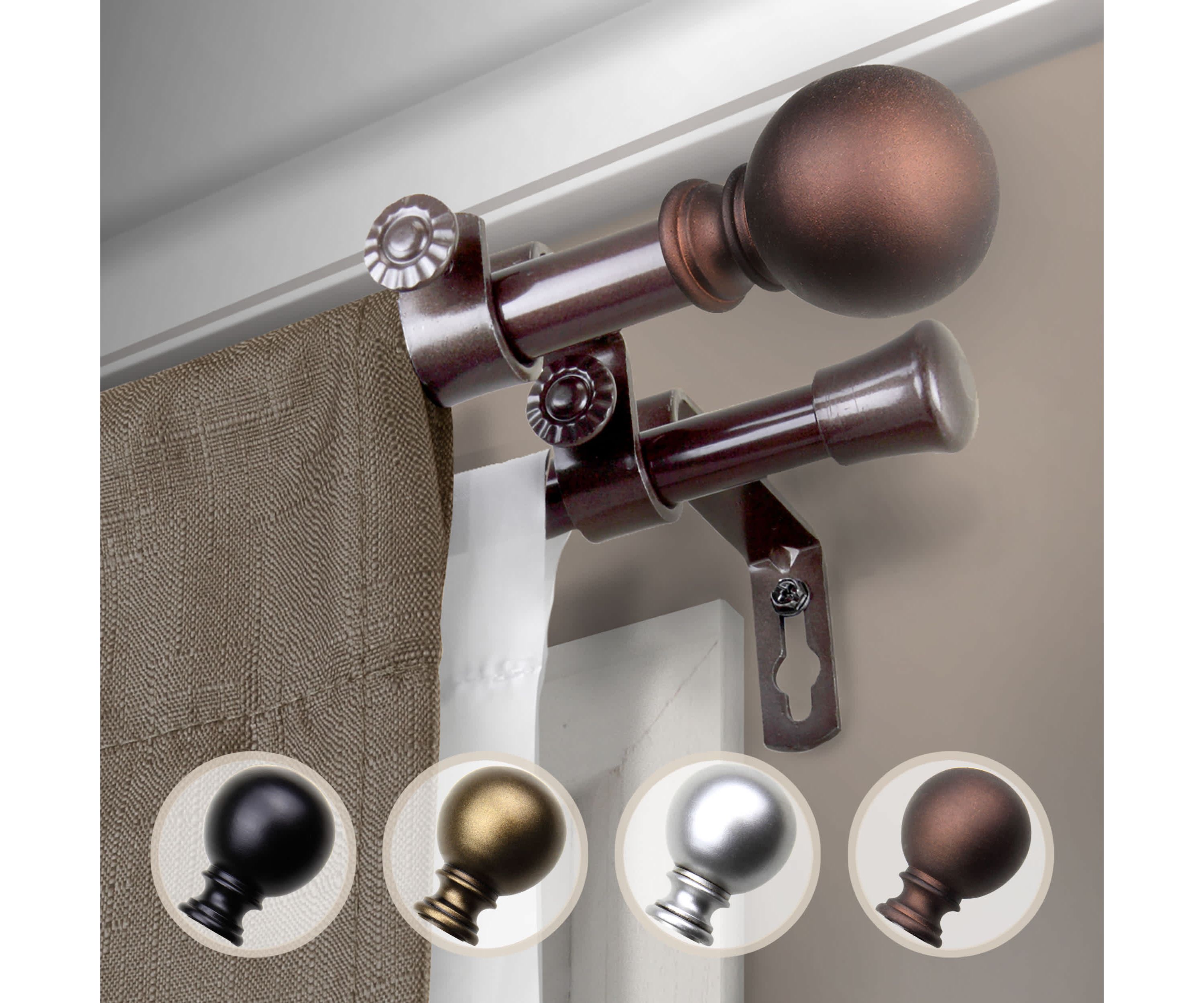 5/8" Luna Double Curtain Rod