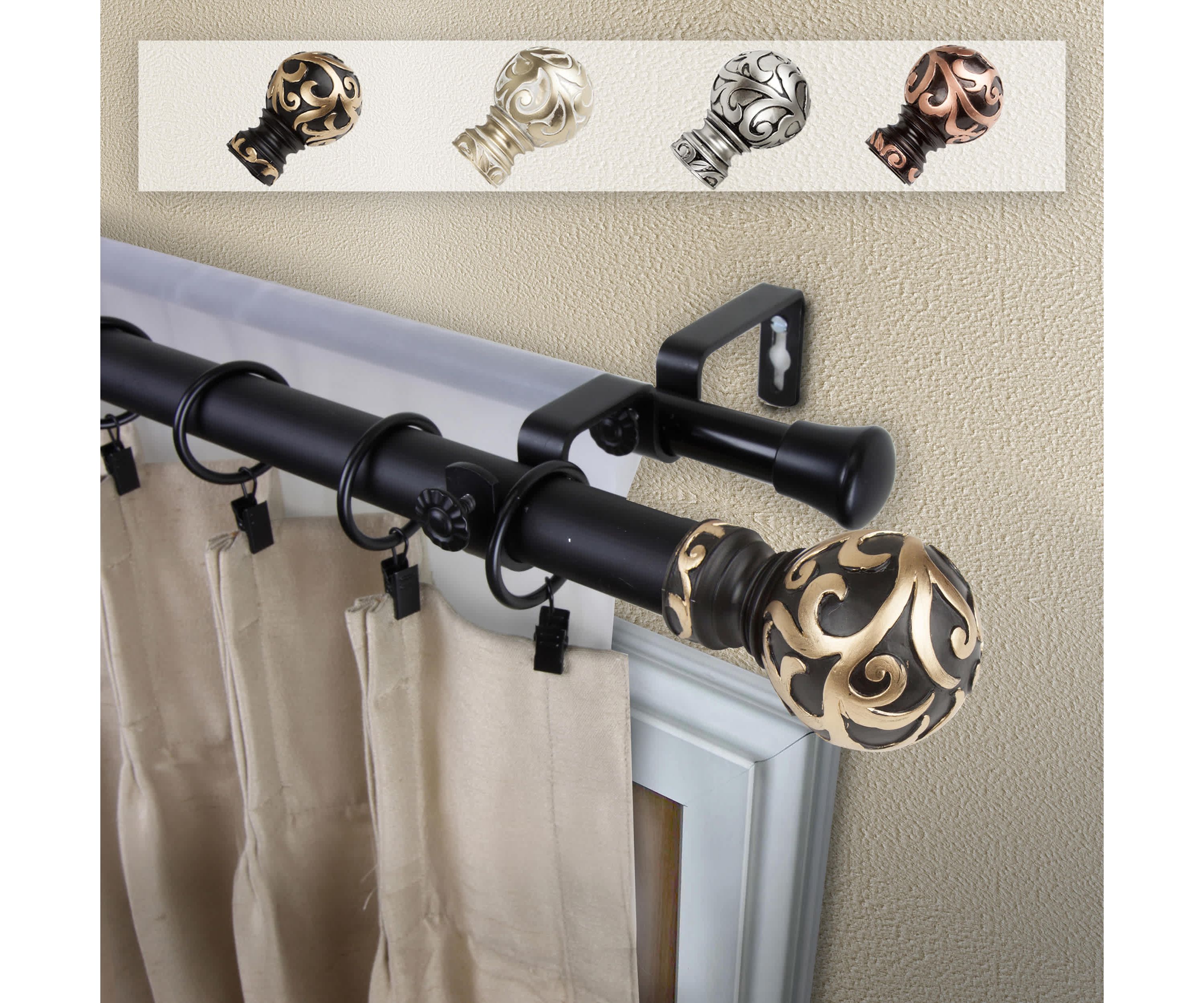 Cypress Expandable Double Curtain Rod