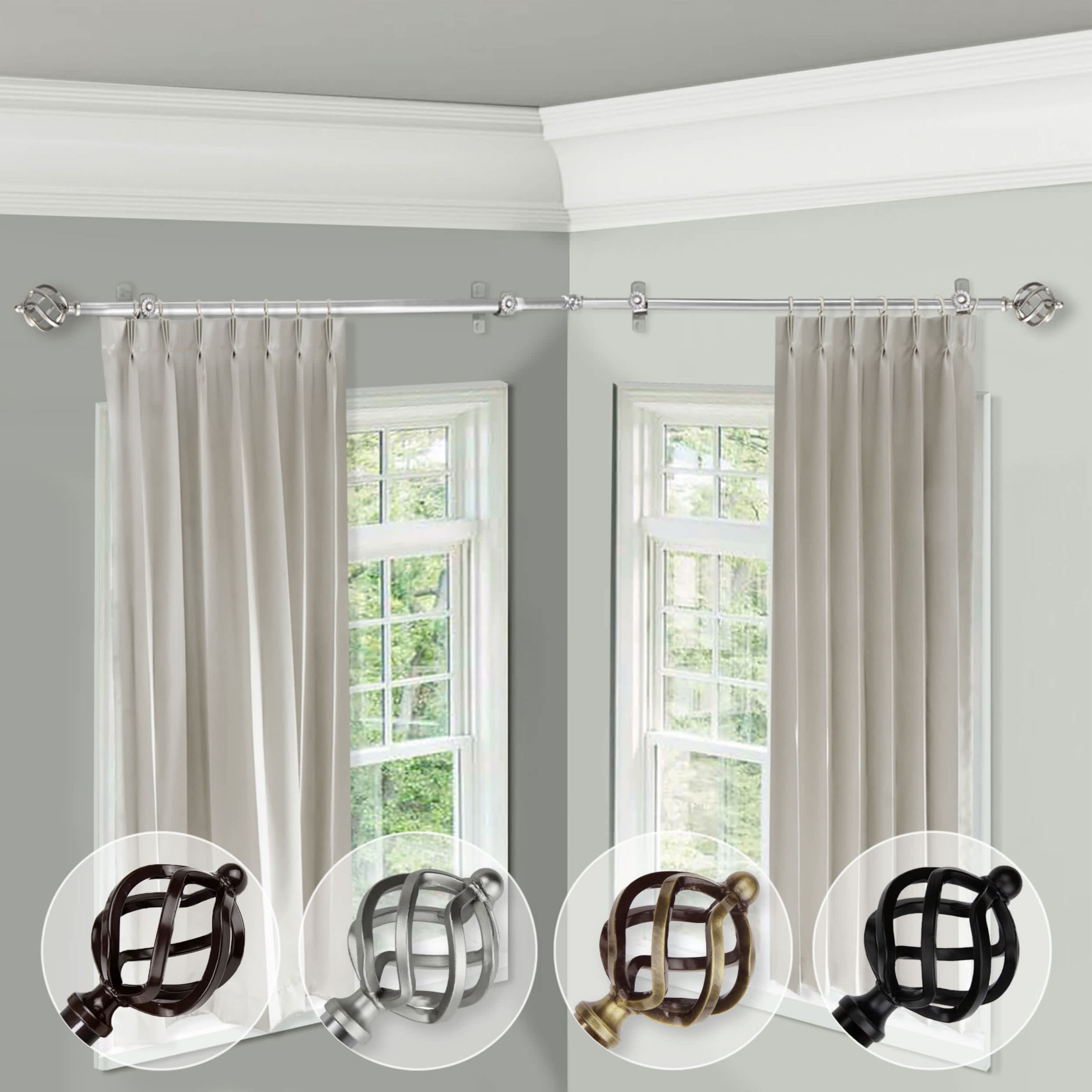 Twist Corner Window Adjustable Curtain Rod