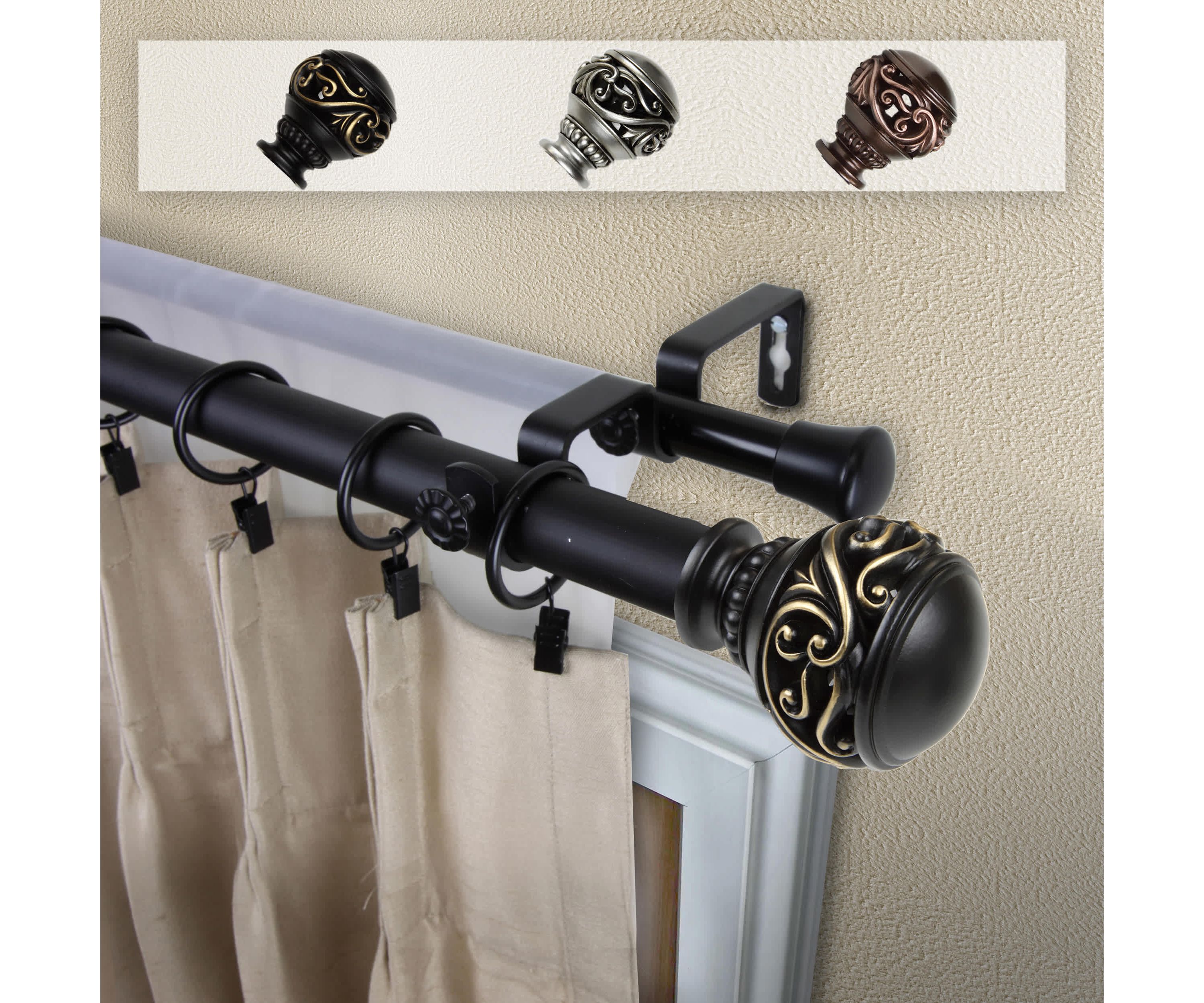 1" Isabella Double Curtain Rod