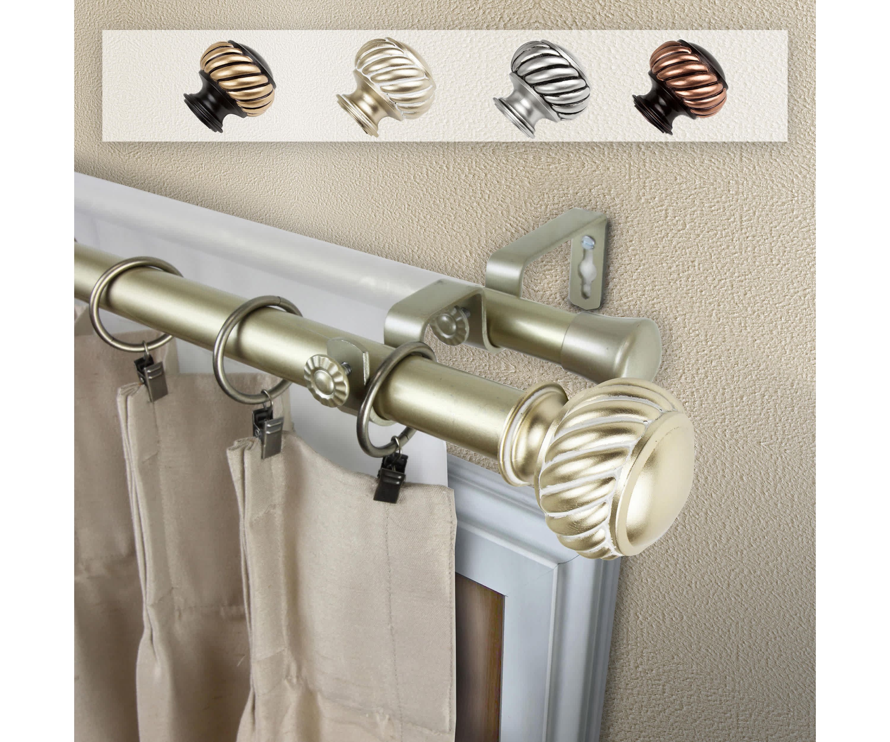 Baldir 1 inch Double Curtain Rod