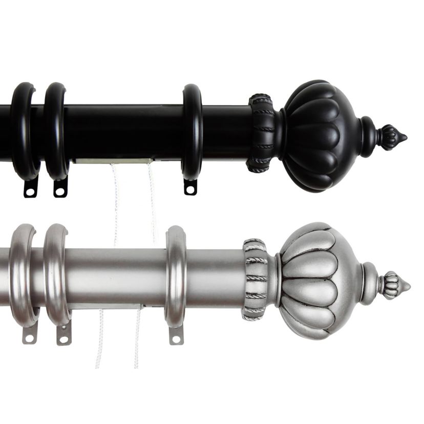 Decorative Traverse Rod with Rings Imperial Finial