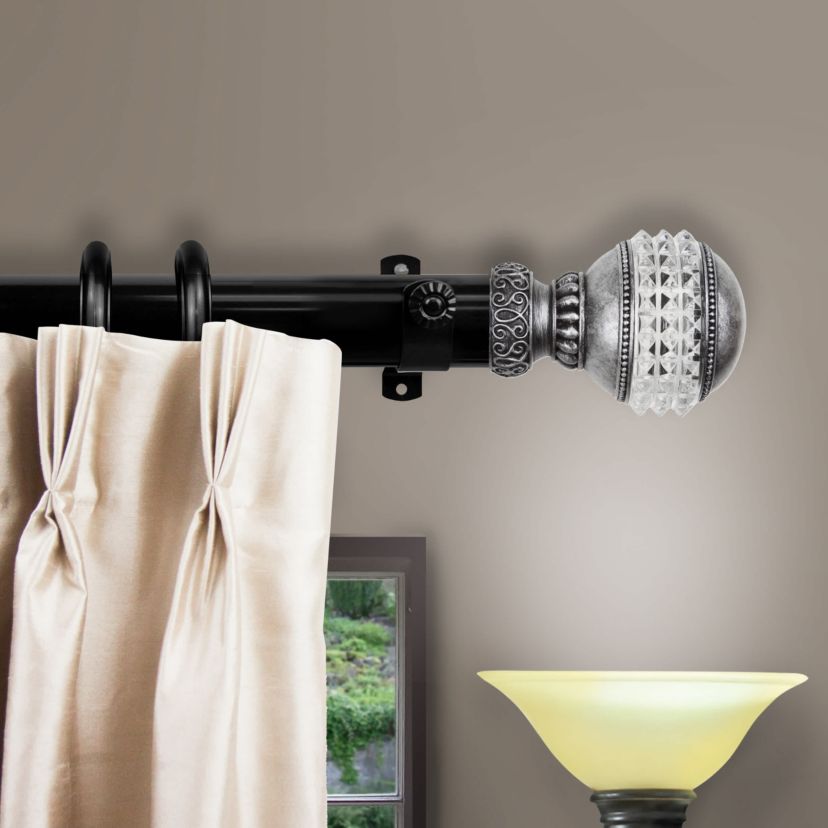 Decorative Traverse Rod with Rings Gemstone Finial