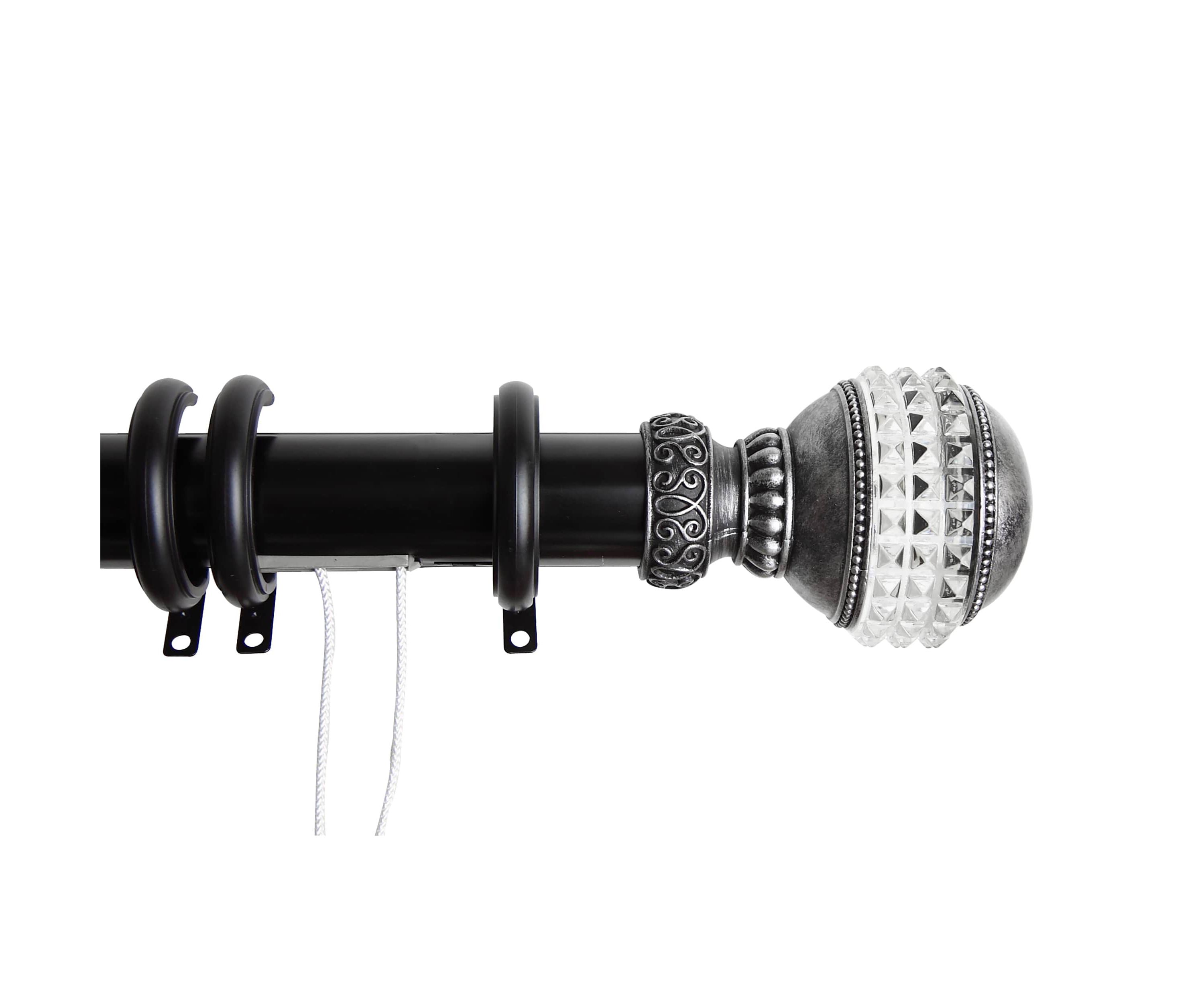 Decorative Traverse Rod with Rings Gemstone Finial