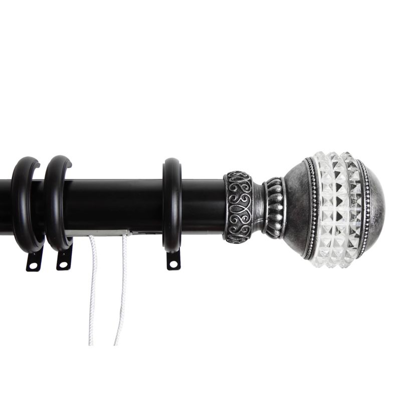 Decorative Traverse Rod with Rings Gemstone Finial