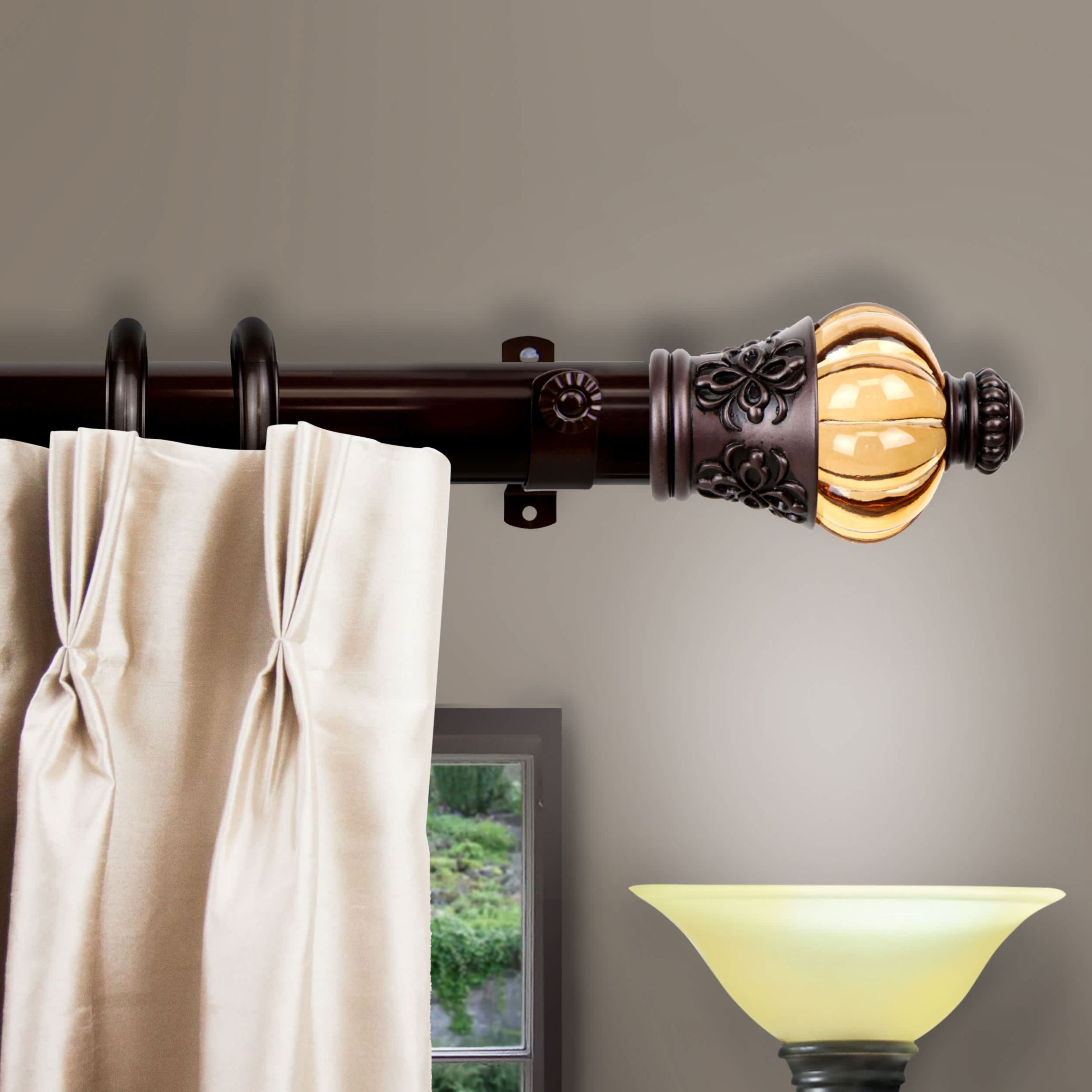 Decorative Traverse Rod with Rings Royal Finial