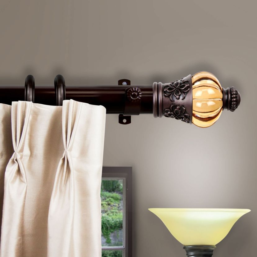 Decorative Traverse Rod with Rings Royal Finial