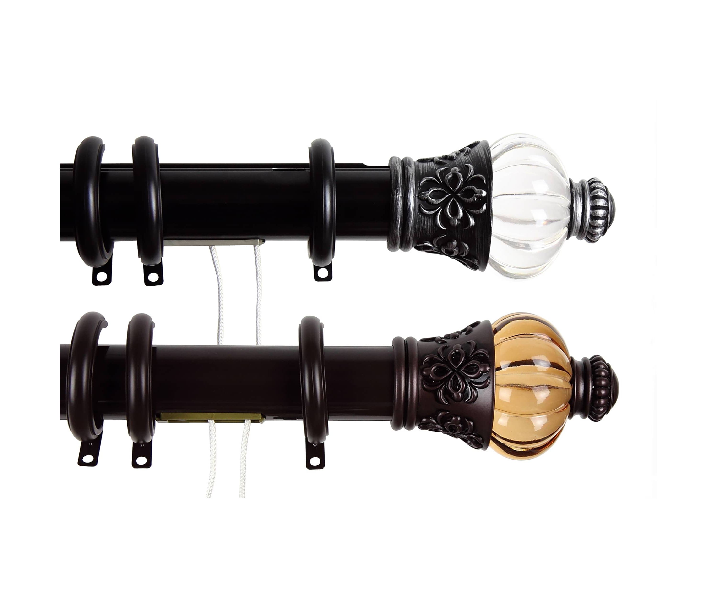 Decorative Traverse Rod with Rings Royal Finial