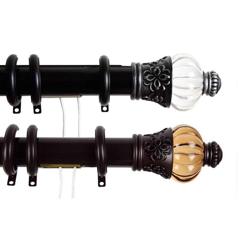 Decorative Traverse Rod with Rings Royal Finial