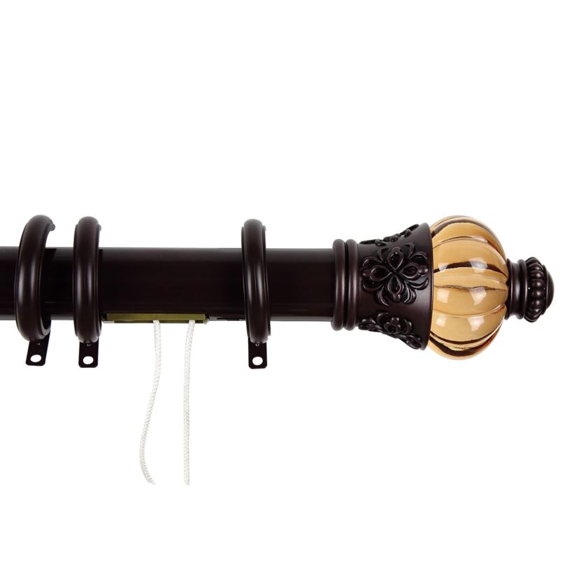 Decorative Traverse Rod with Rings Royal Finial