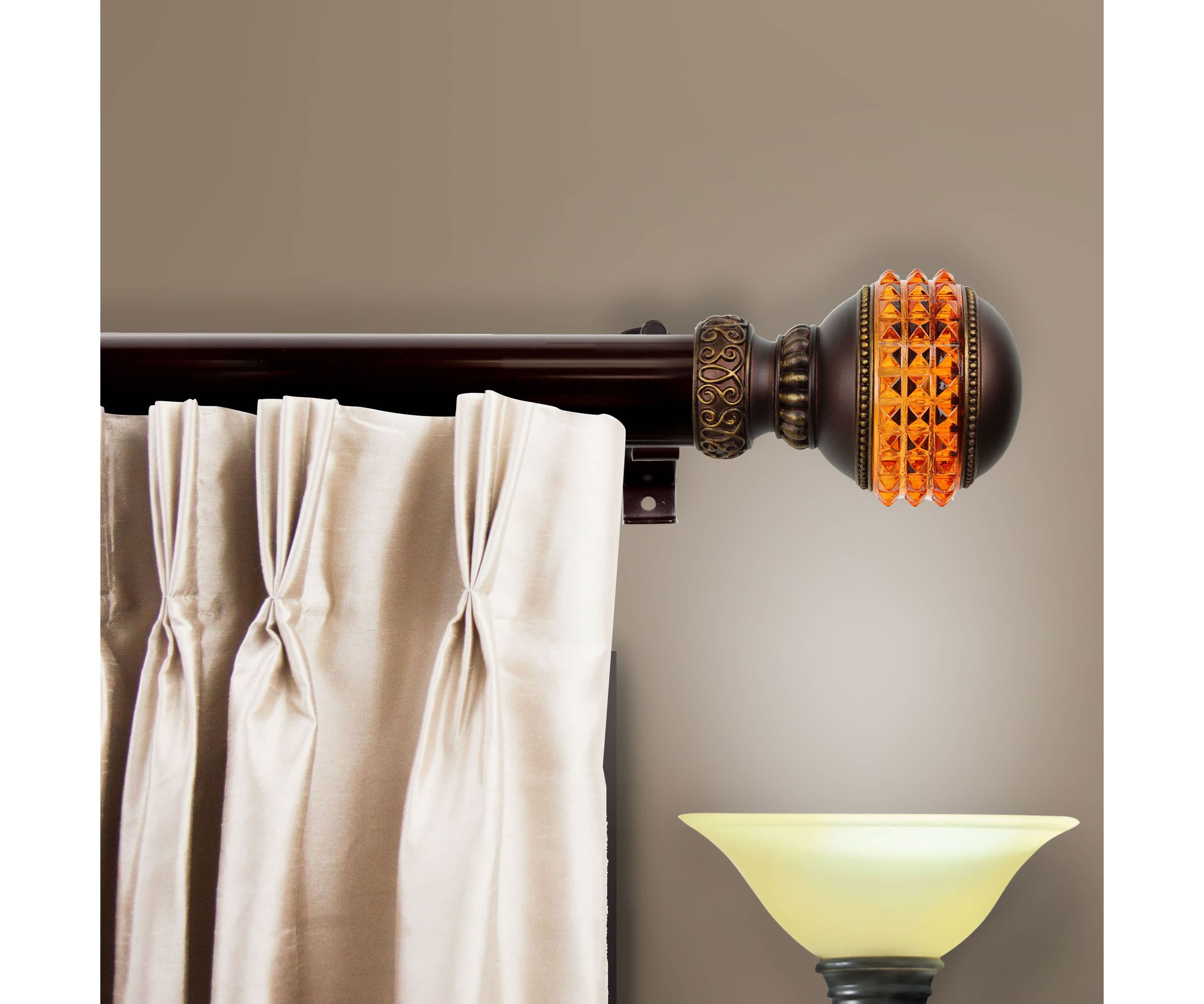 Decorative Traverse Rod with Sliders Gemstone Finial