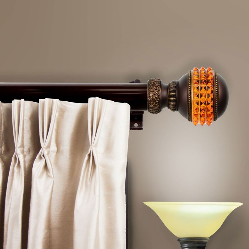 Decorative Traverse Rod with Sliders Gemstone Finial