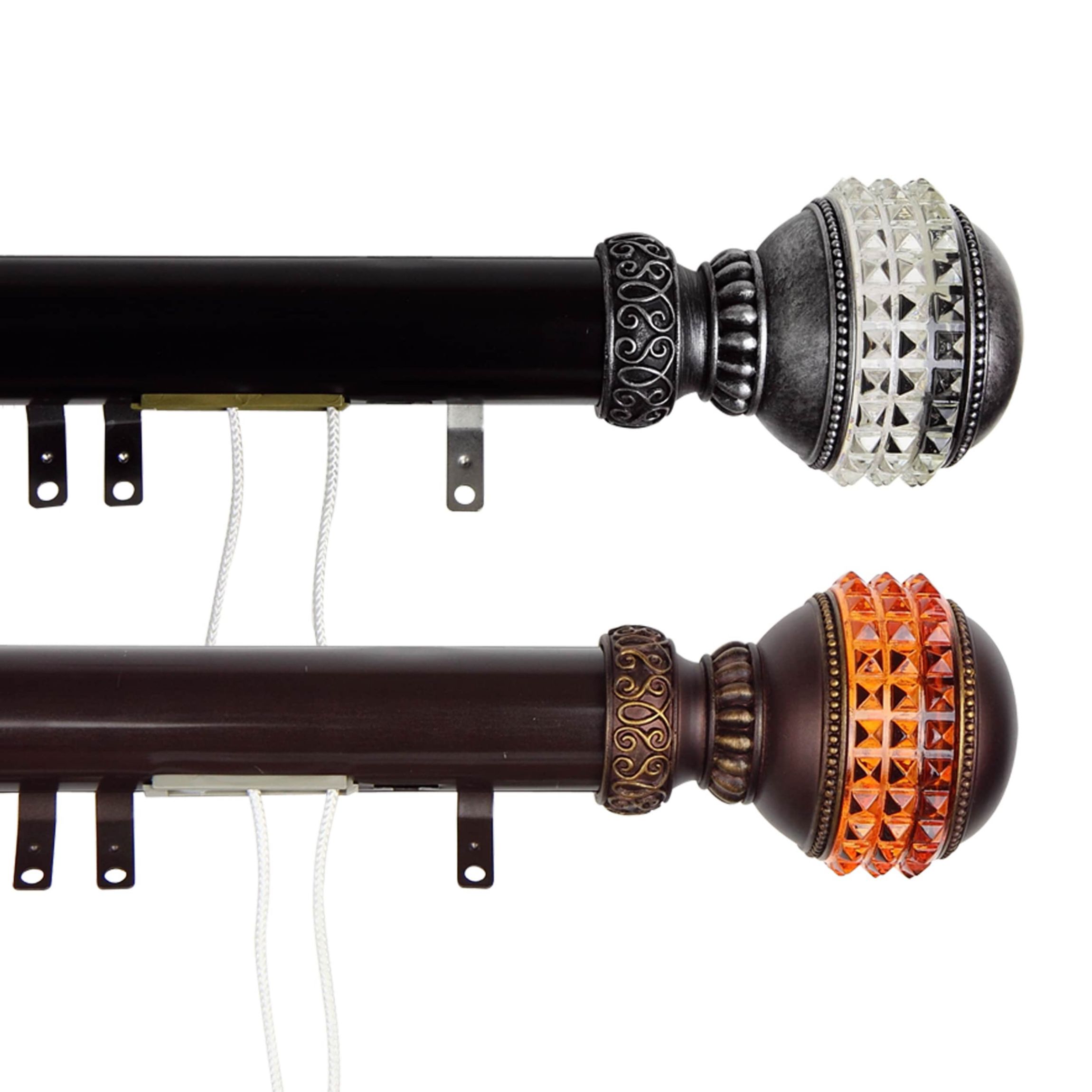 Decorative Traverse Rod with Sliders Gemstone Finial