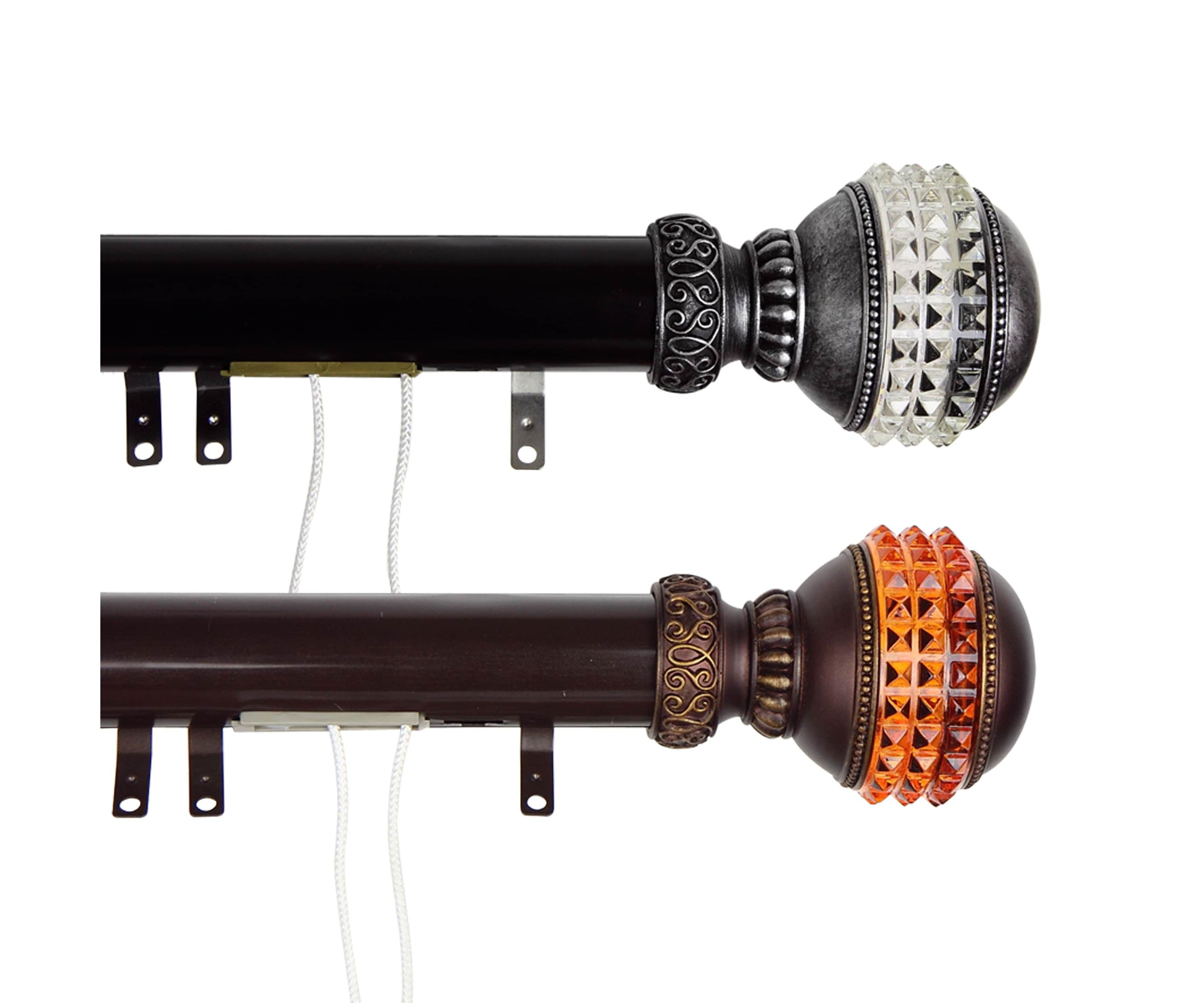 Decorative Traverse Rod with Sliders Gemstone Finial