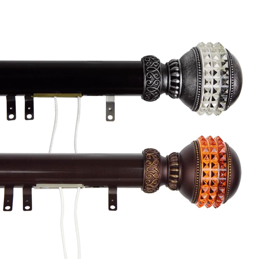 Decorative Traverse Rod with Sliders Gemstone Finial