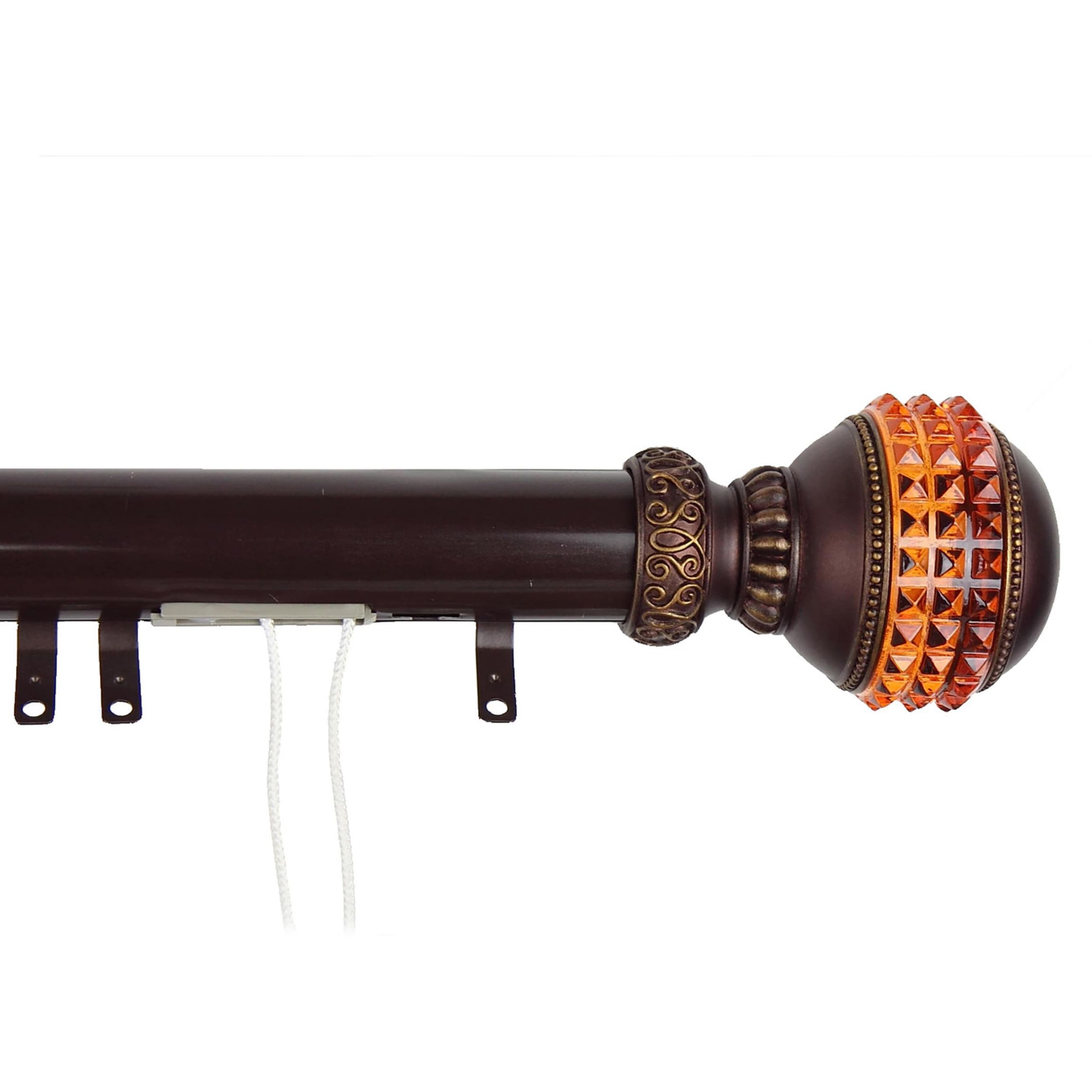 Decorative Traverse Rod with Sliders Gemstone Finial