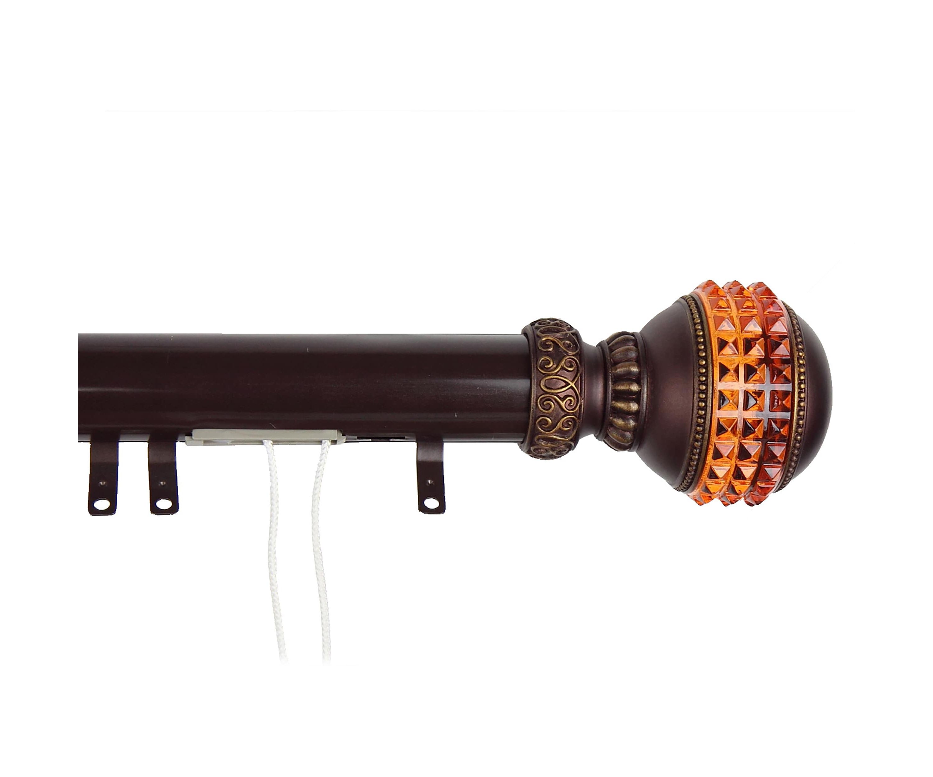 Decorative Traverse Rod with Sliders Gemstone Finial