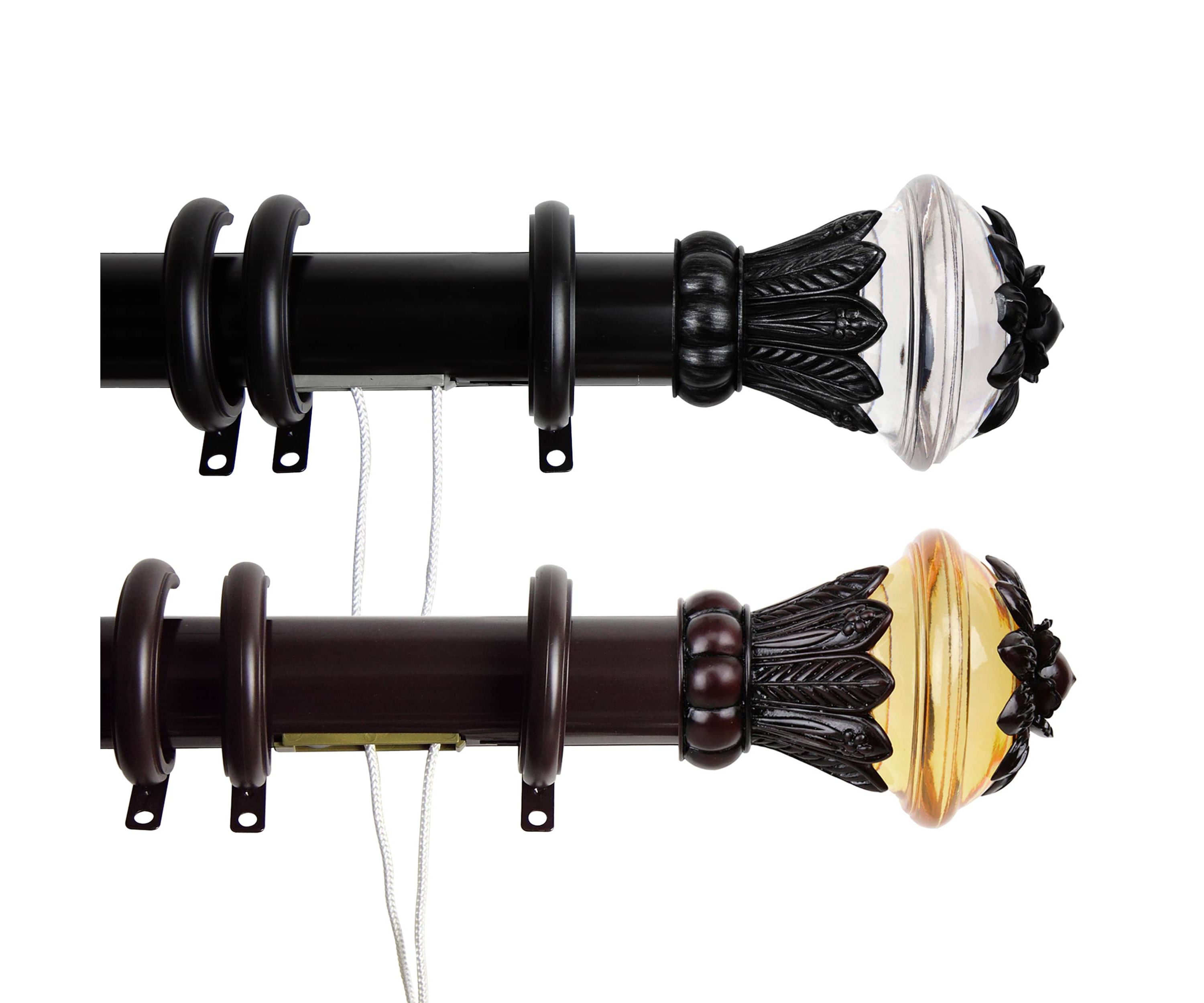 Decorative Traverse Rod with Rings - Paradise Finial 