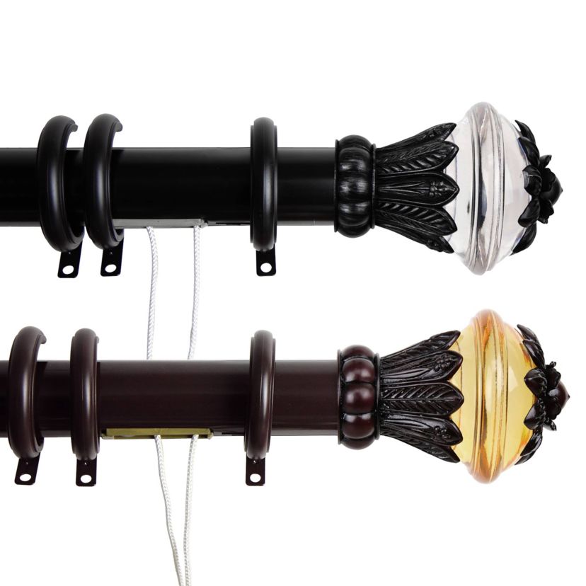Decorative Traverse Rod with Rings - Paradise Finial 