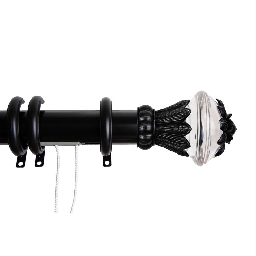 Decorative Traverse Rod with Rings - Paradise Finial 