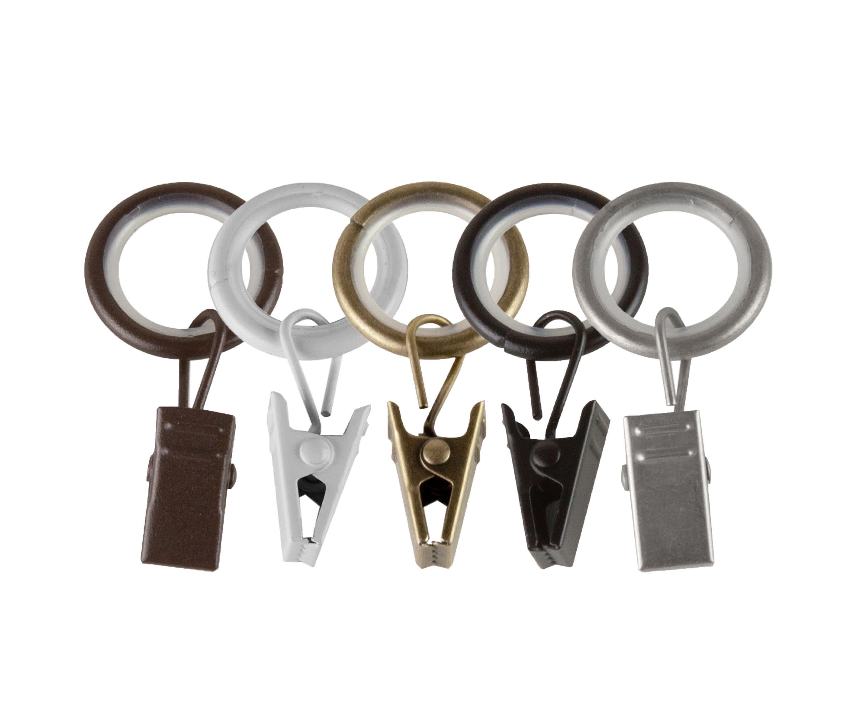 5/8" Noise Canceling Curtain Rings with Clips (10 count)