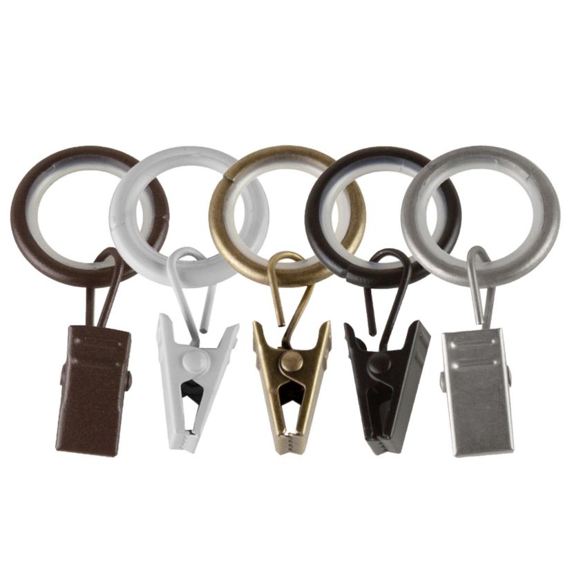 5/8" Noise Canceling Curtain Rings with Clips (10 count)