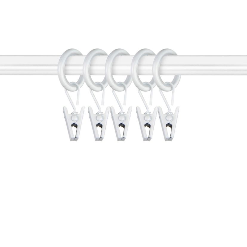 5/8" Noise Canceling Curtain Rings with Clips (10 count)