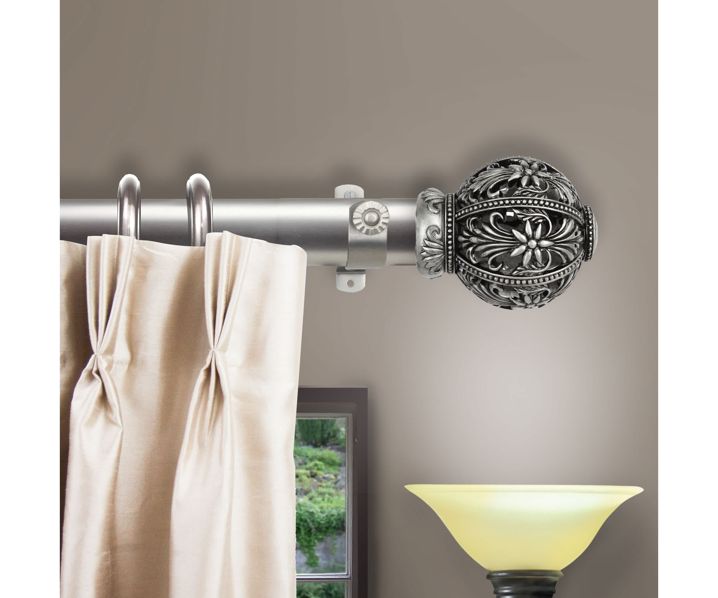 Decorative Traverse Rod with Rings Lacey Finial 