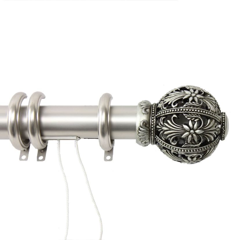 Decorative Traverse Rod with Rings Lacey Finial 