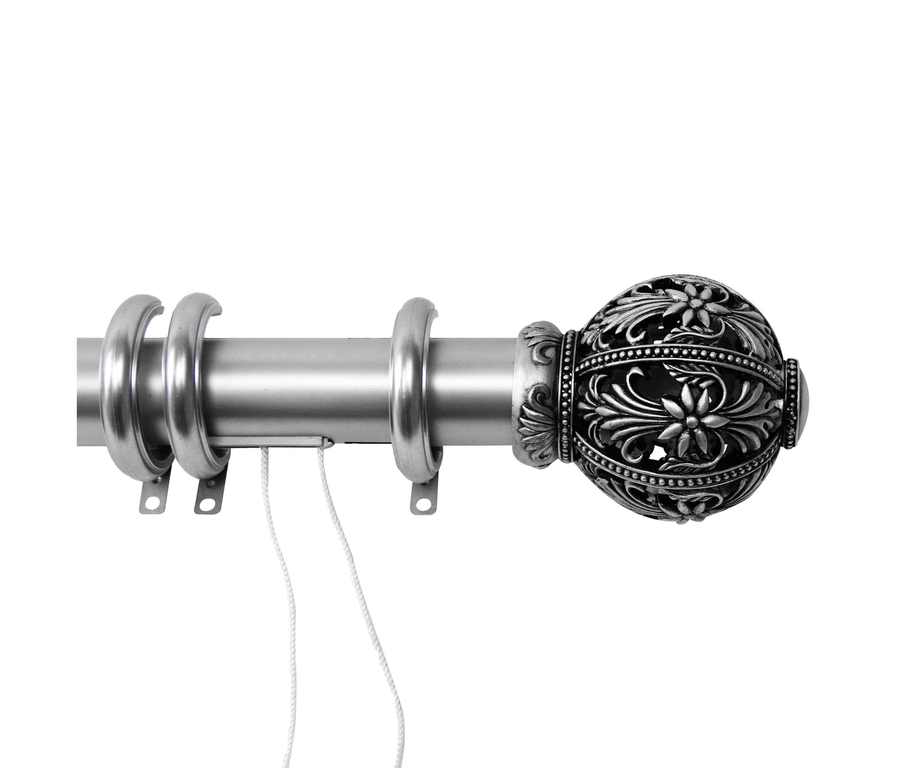 Decorative Traverse Rod with Rings Lacey Finial 