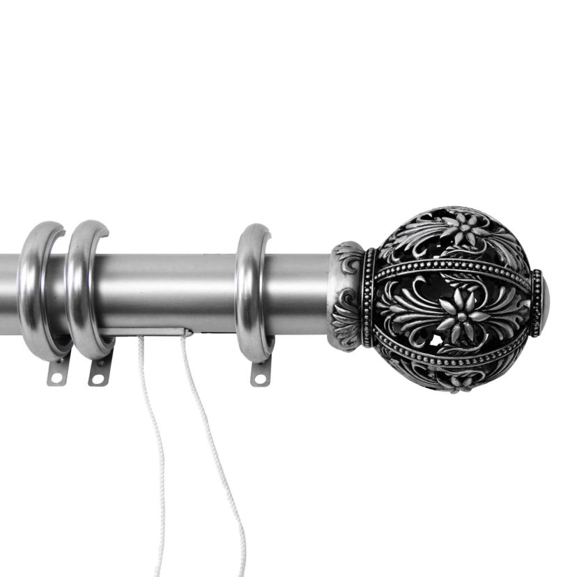 Decorative Traverse Rod with Rings Lacey Finial 