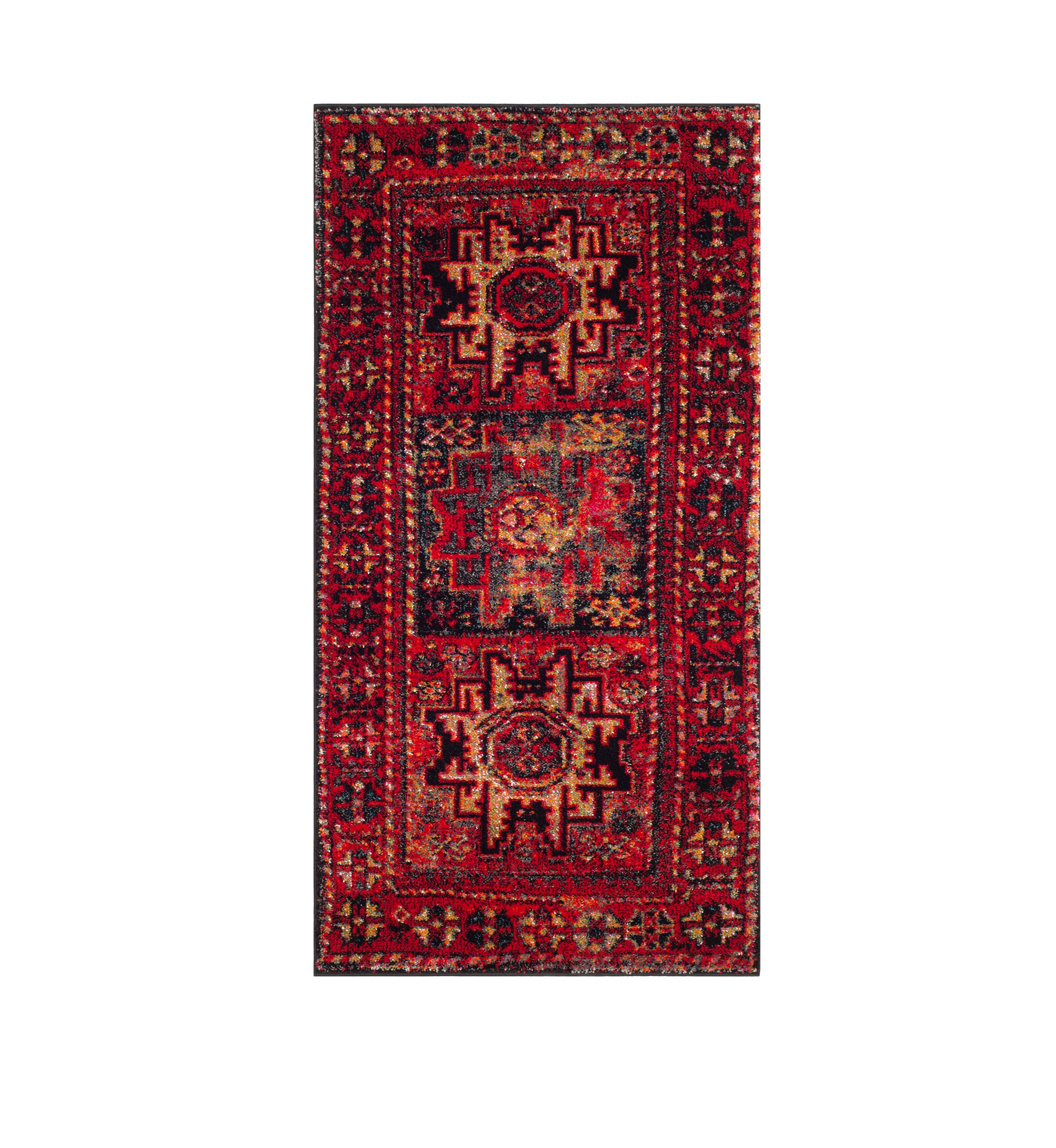 Vintage Hamadan Antiqued Oriental Red and Multi Area Rug Collection