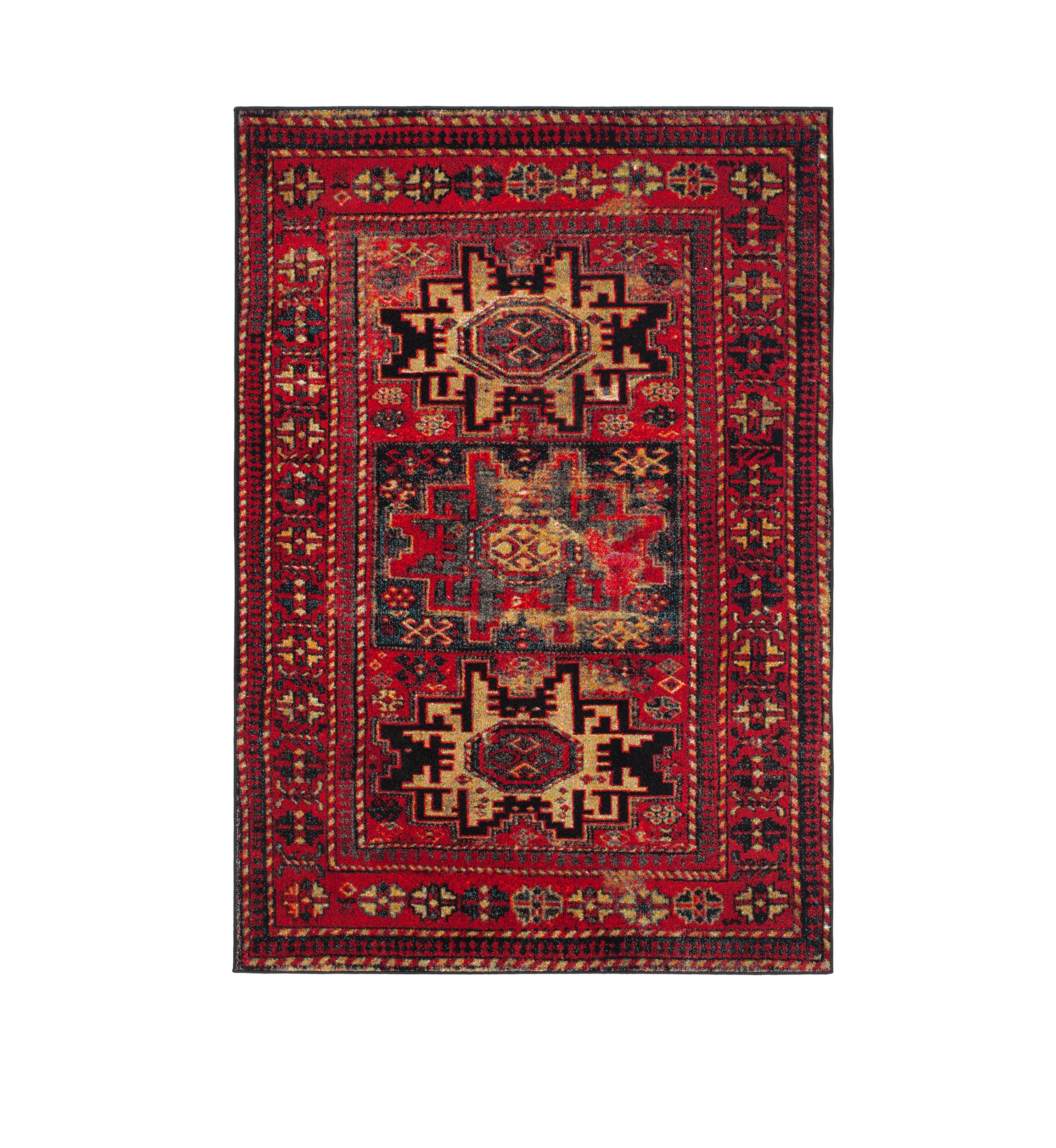 Vintage Hamadan Antiqued Oriental Red and Multi Area Rug Collection