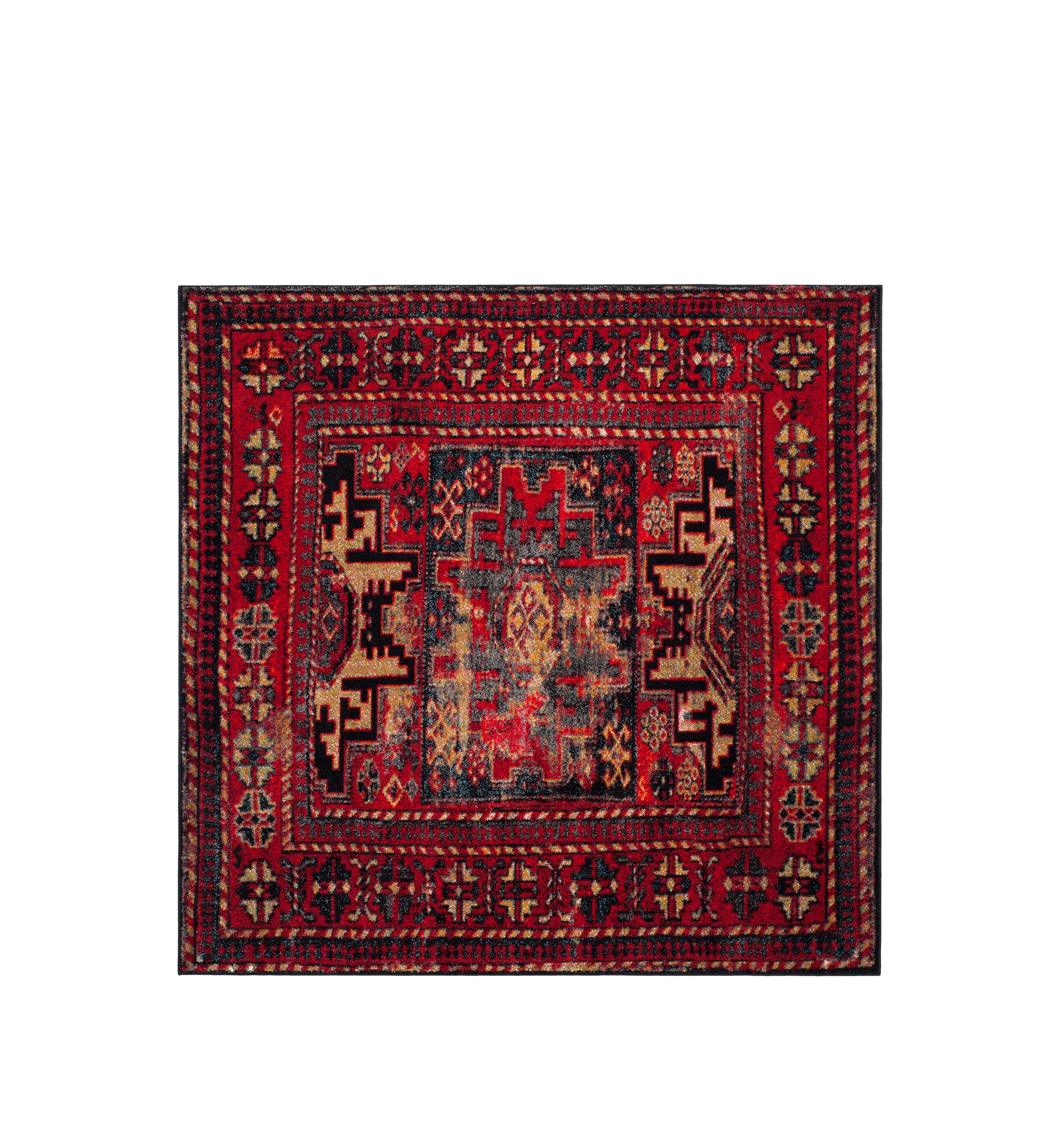 Vintage Hamadan Antiqued Oriental Red and Multi Area Rug Collection