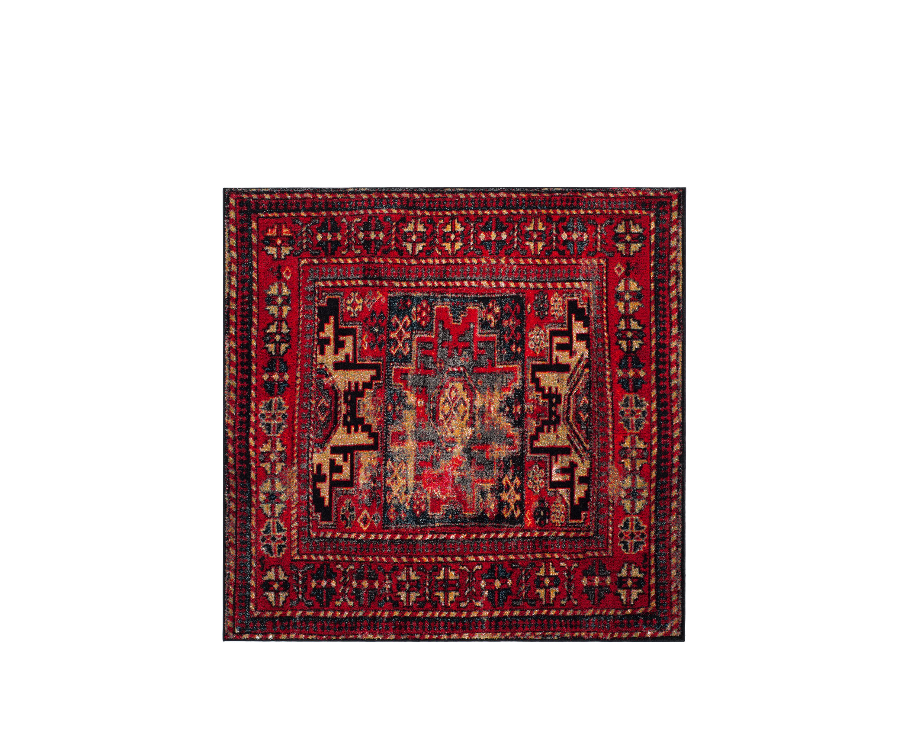 Vintage Hamadan Antiqued Oriental Red and Multi Area Rug Collection