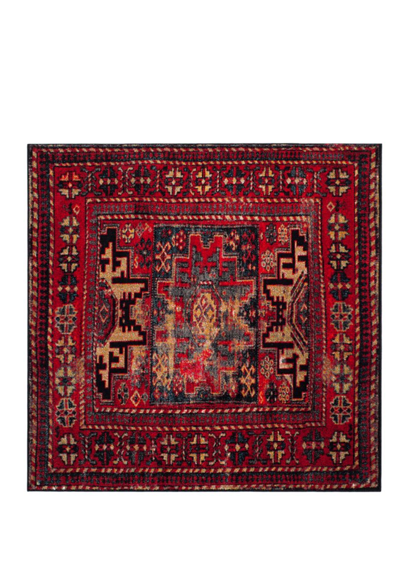 Vintage Hamadan Antiqued Oriental Red and Multi Area Rug Collection