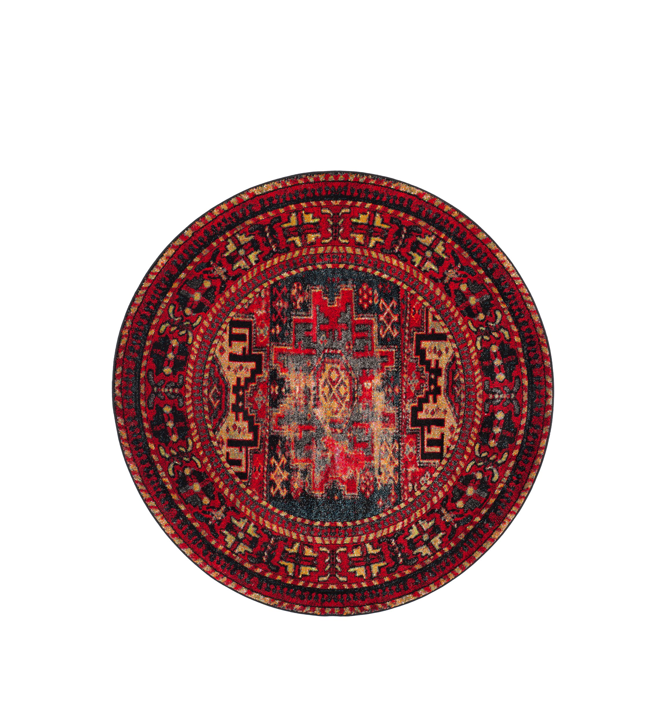 Vintage Hamadan Antiqued Oriental Red and Multi Area Rug Collection