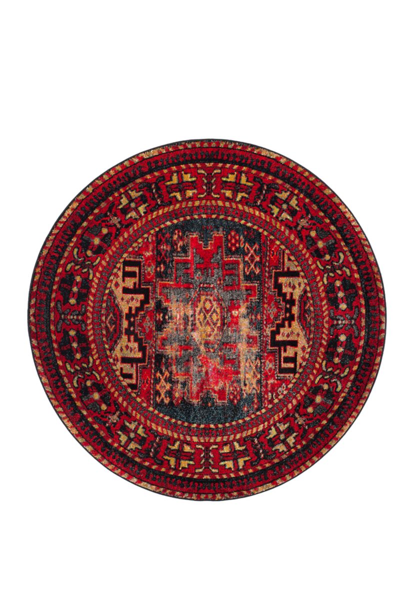 Vintage Hamadan Antiqued Oriental Red and Multi Area Rug Collection