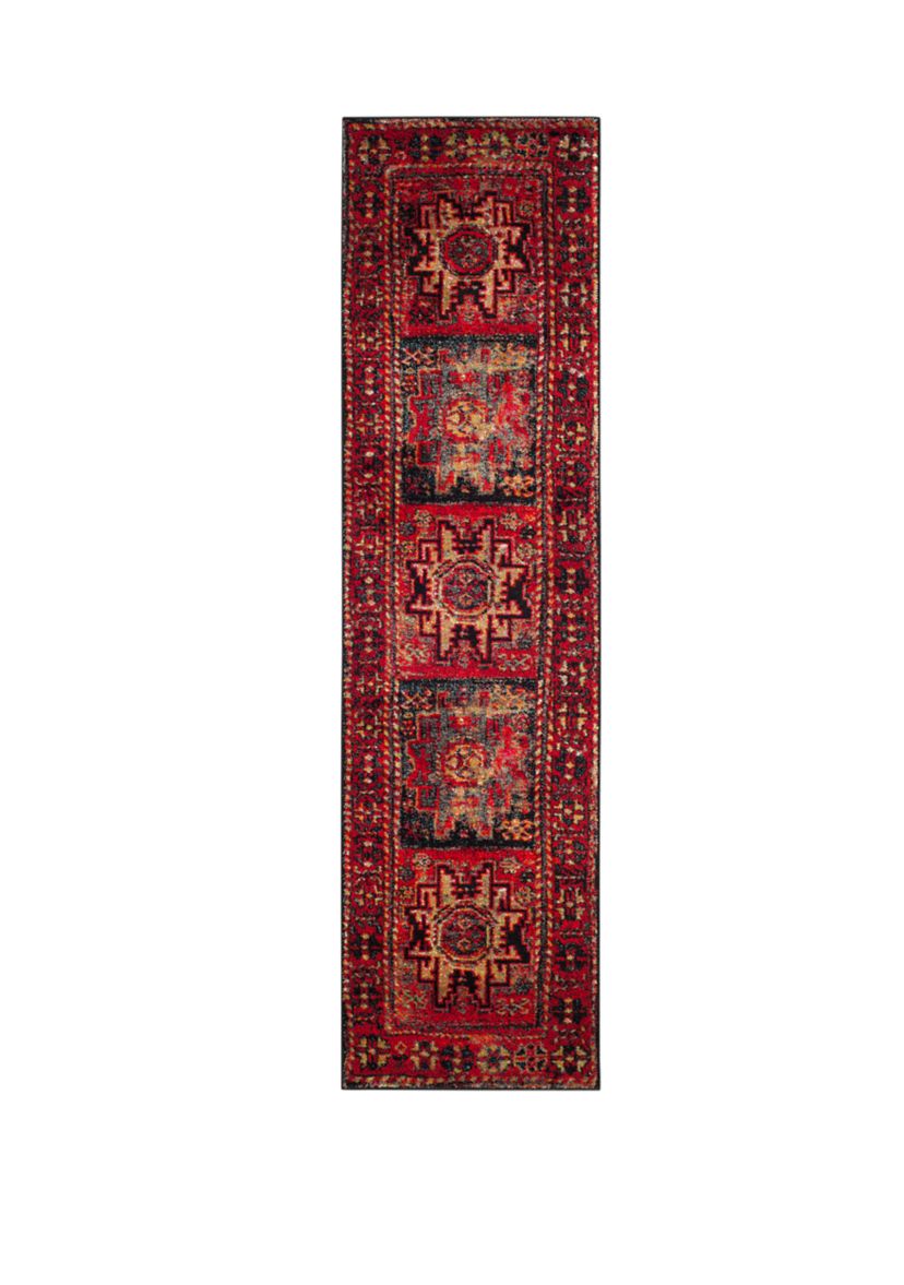 Vintage Hamadan Antiqued Oriental Red and Multi Area Rug Collection