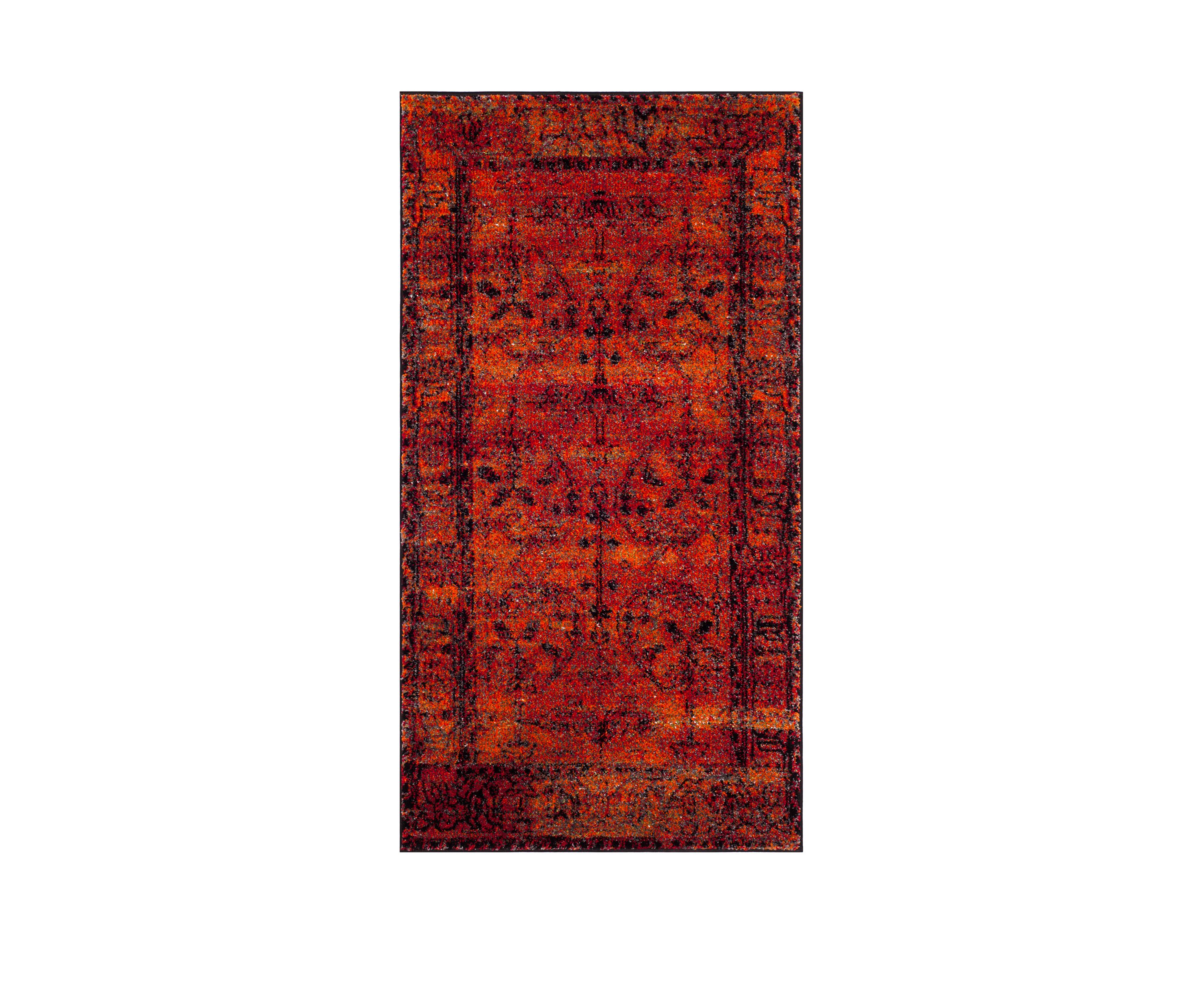 Vintage Hamadan Sarouk Orange Rectangular Area Rug Collection