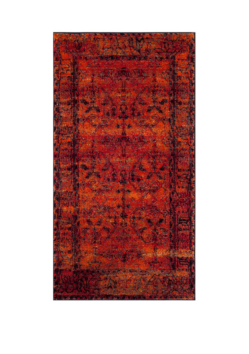 Vintage Hamadan Sarouk Orange Rectangular Area Rug Collection