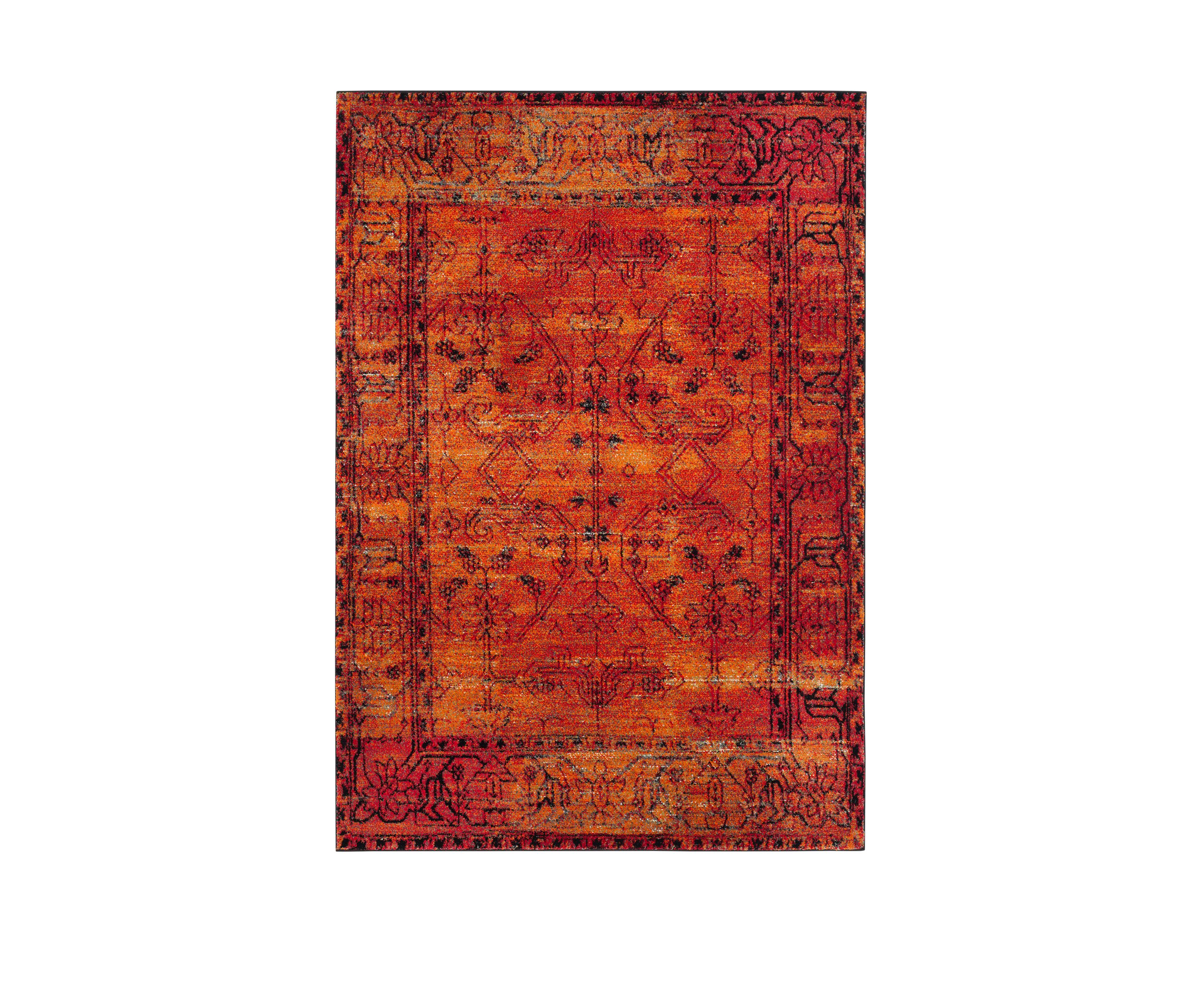 Vintage Hamadan Sarouk Orange Rectangular Area Rug Collection