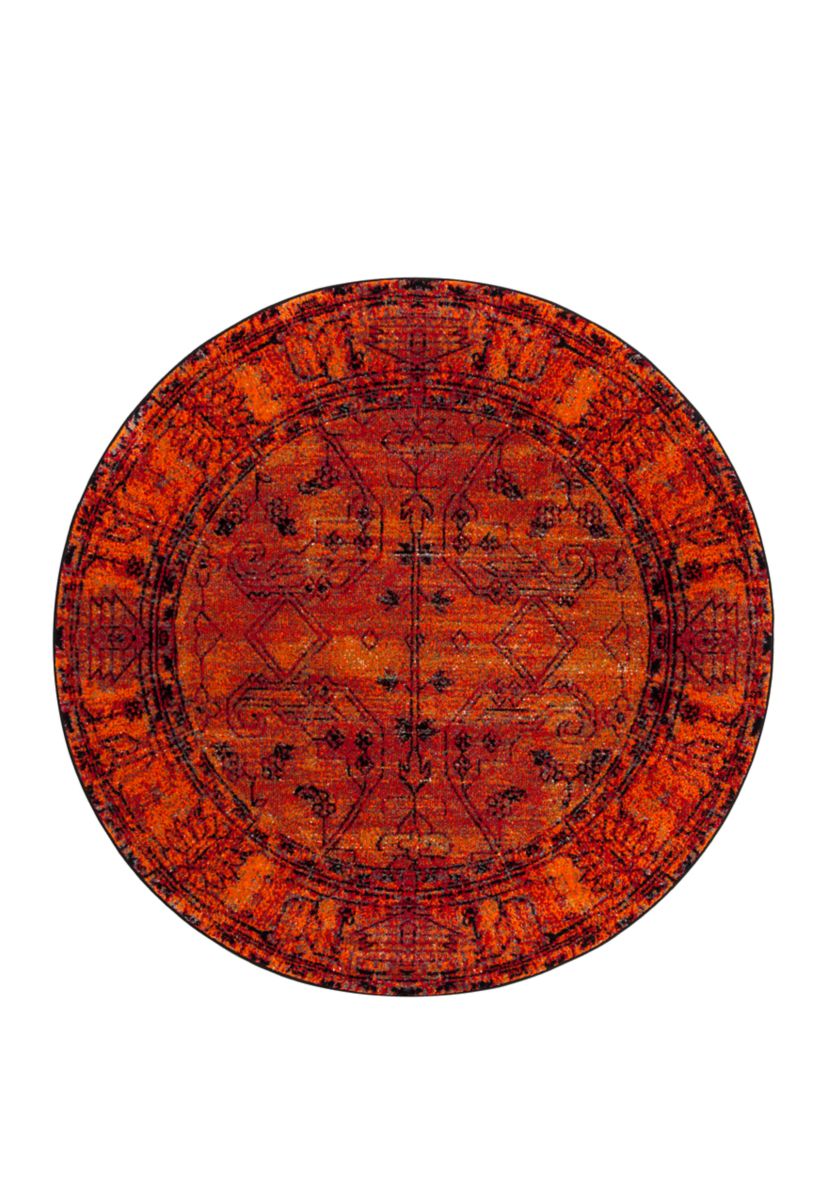 Vintage Hamadan Sarouk Orange Rectangular Area Rug Collection