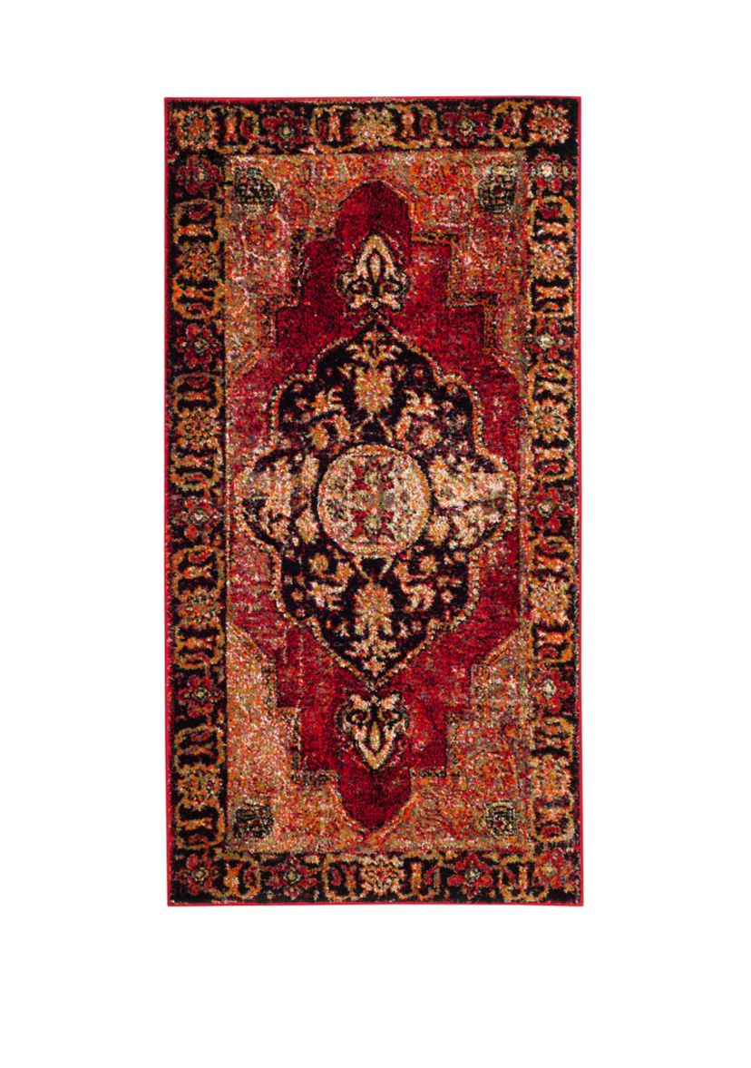Vintage Hamadan Red Multi Area Rug