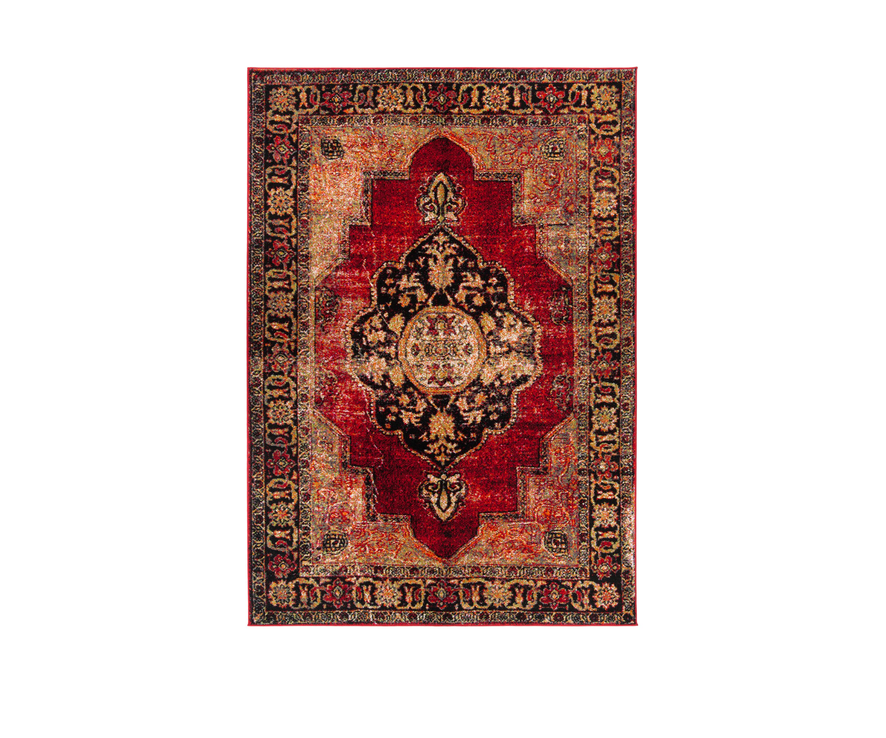 Vintage Hamadan Red Multi Area Rug
