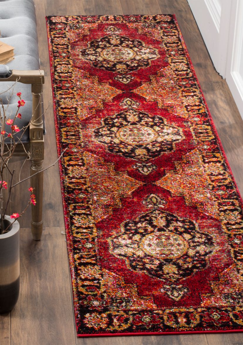 Vintage Hamadan Red Multi Area Rug